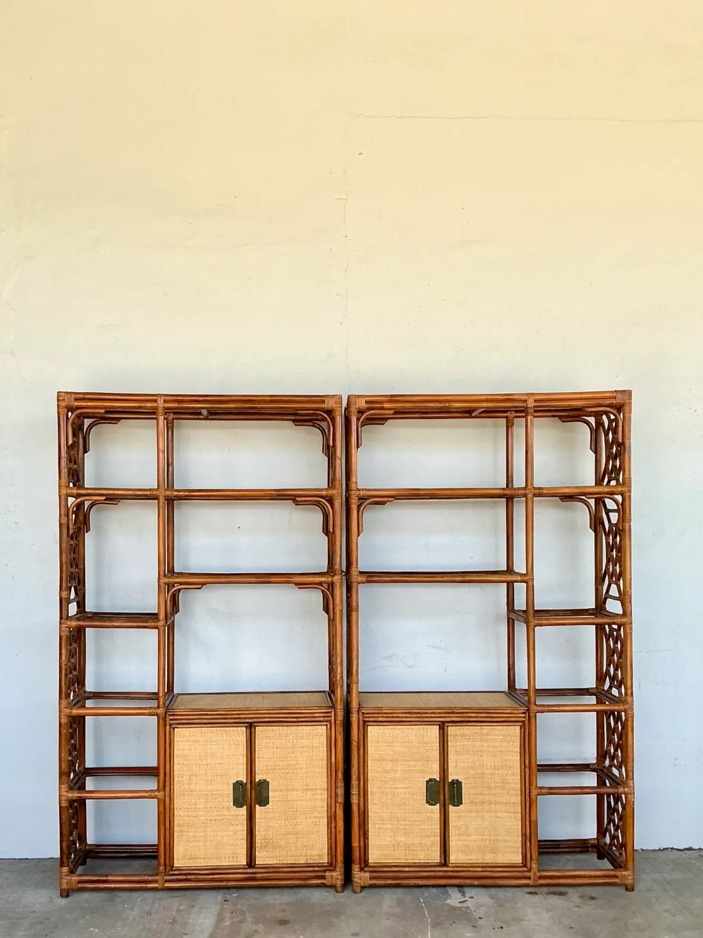 Vintage Bamboo Fretwork Etagere - A Pair — additional photo 1