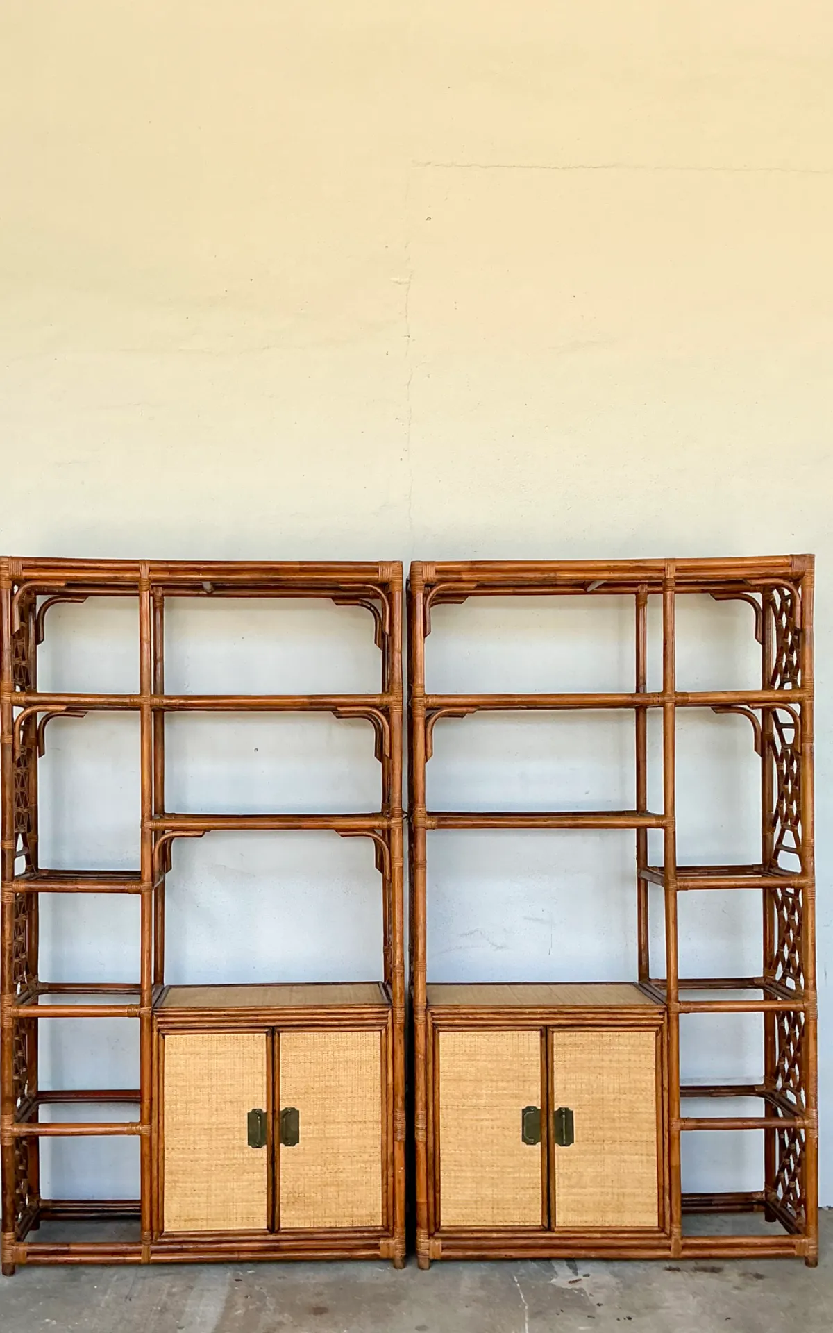 Vintage Bamboo Fretwork Etagere - A Pair — additional photo 1