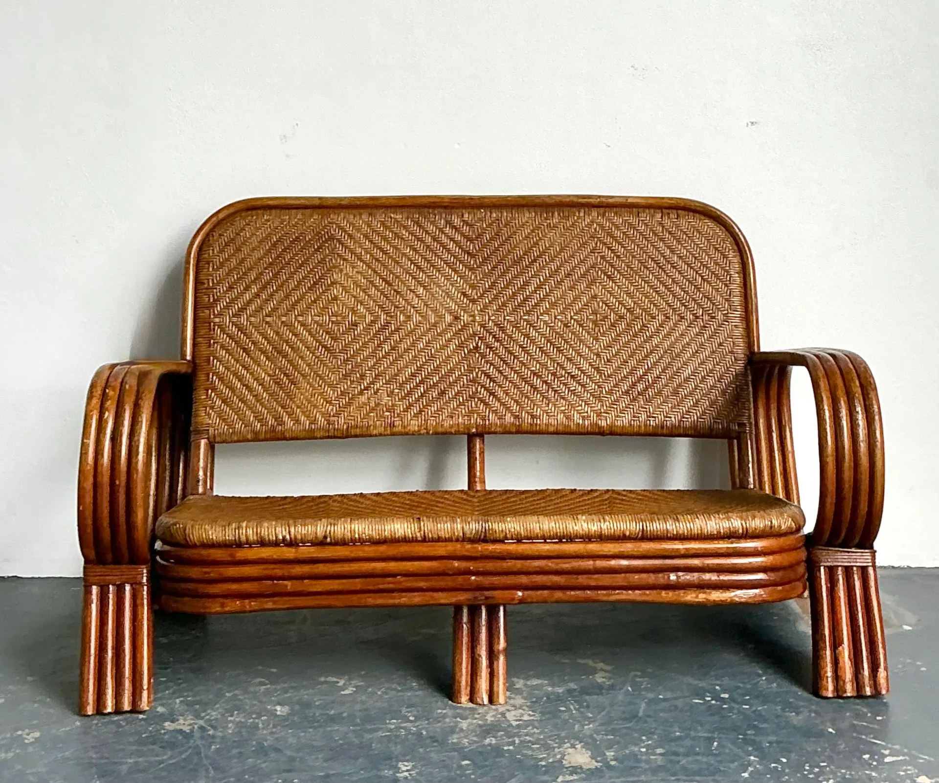 Vintage Woven Rattan Loveseat — additional photo 8