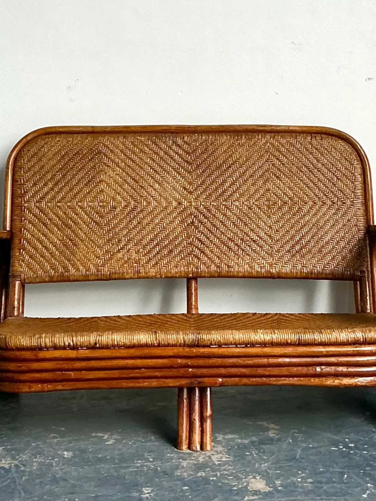 Vintage Woven Rattan Loveseat — additional photo 8