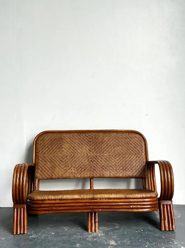Vintage Woven Rattan Loveseat — additional photo 1
