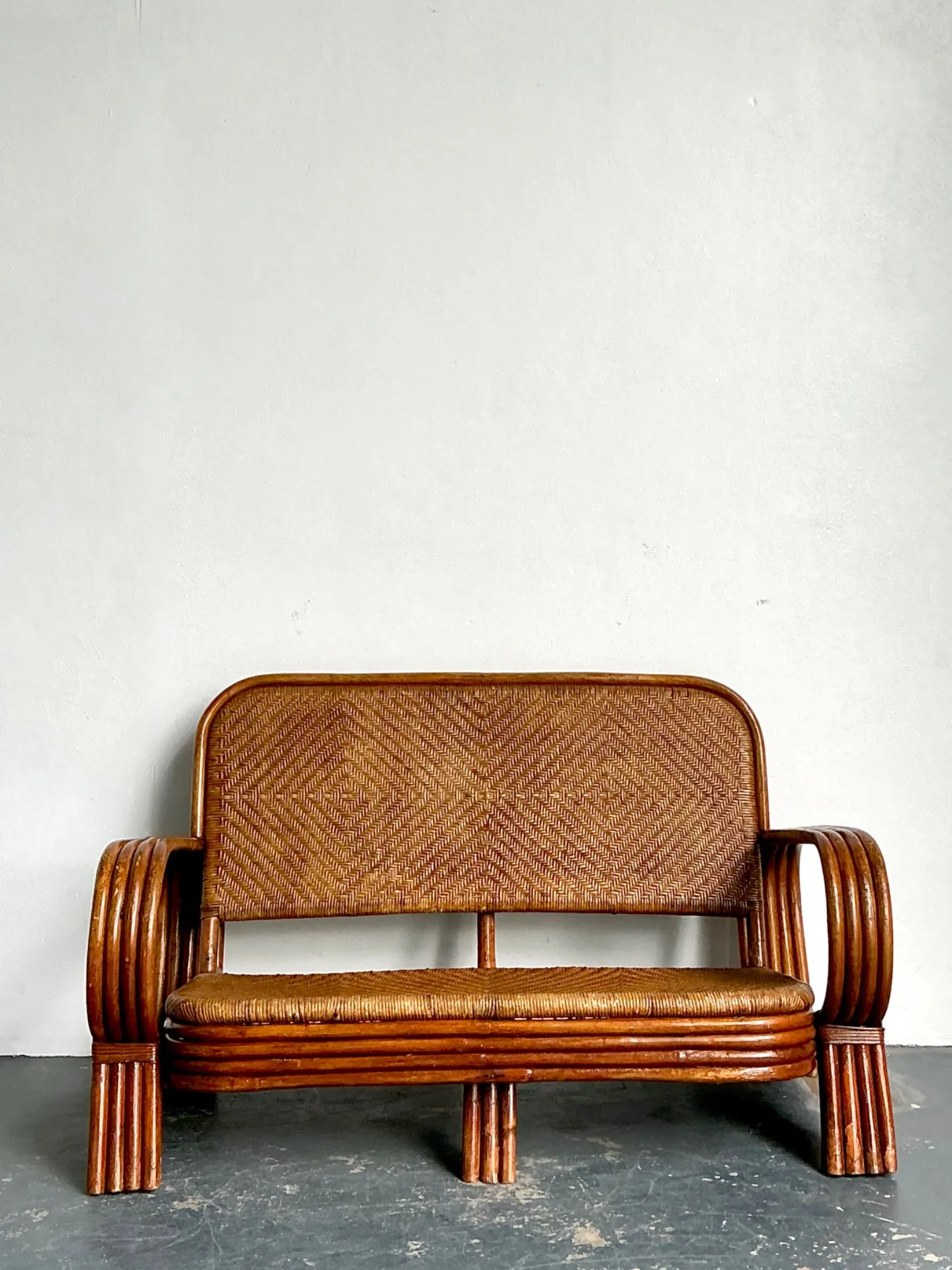 Vintage Woven Rattan Loveseat — additional photo 6