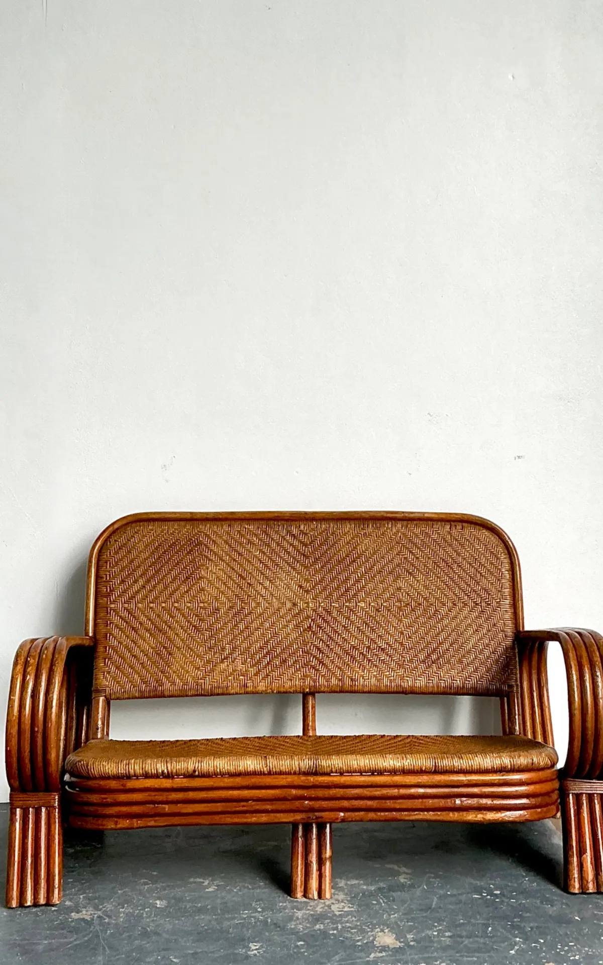 Vintage Woven Rattan Loveseat — additional photo 6