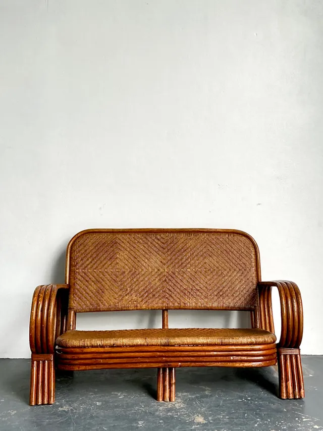 Vintage Woven Rattan Loveseat — additional photo 6