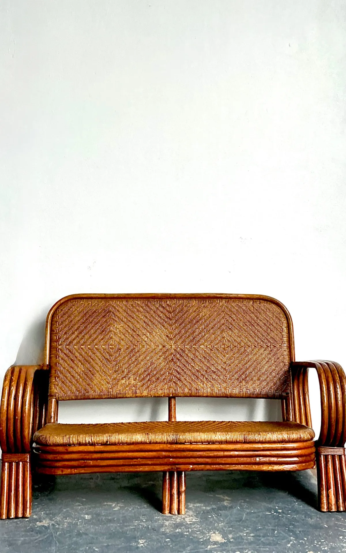 Vintage Woven Rattan Loveseat — additional photo 3