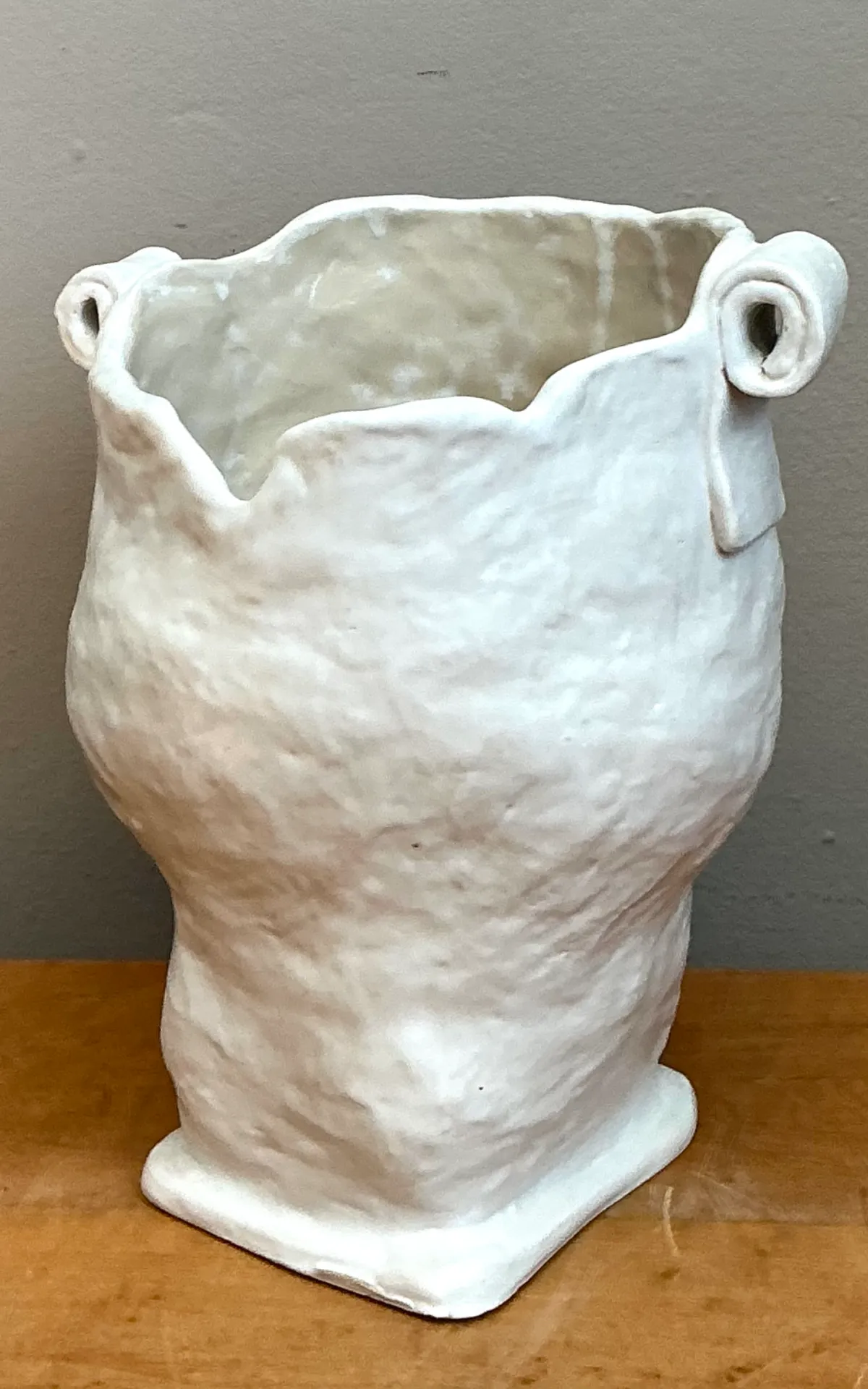Vintage Handcrafted Ceramic Vase - Back view