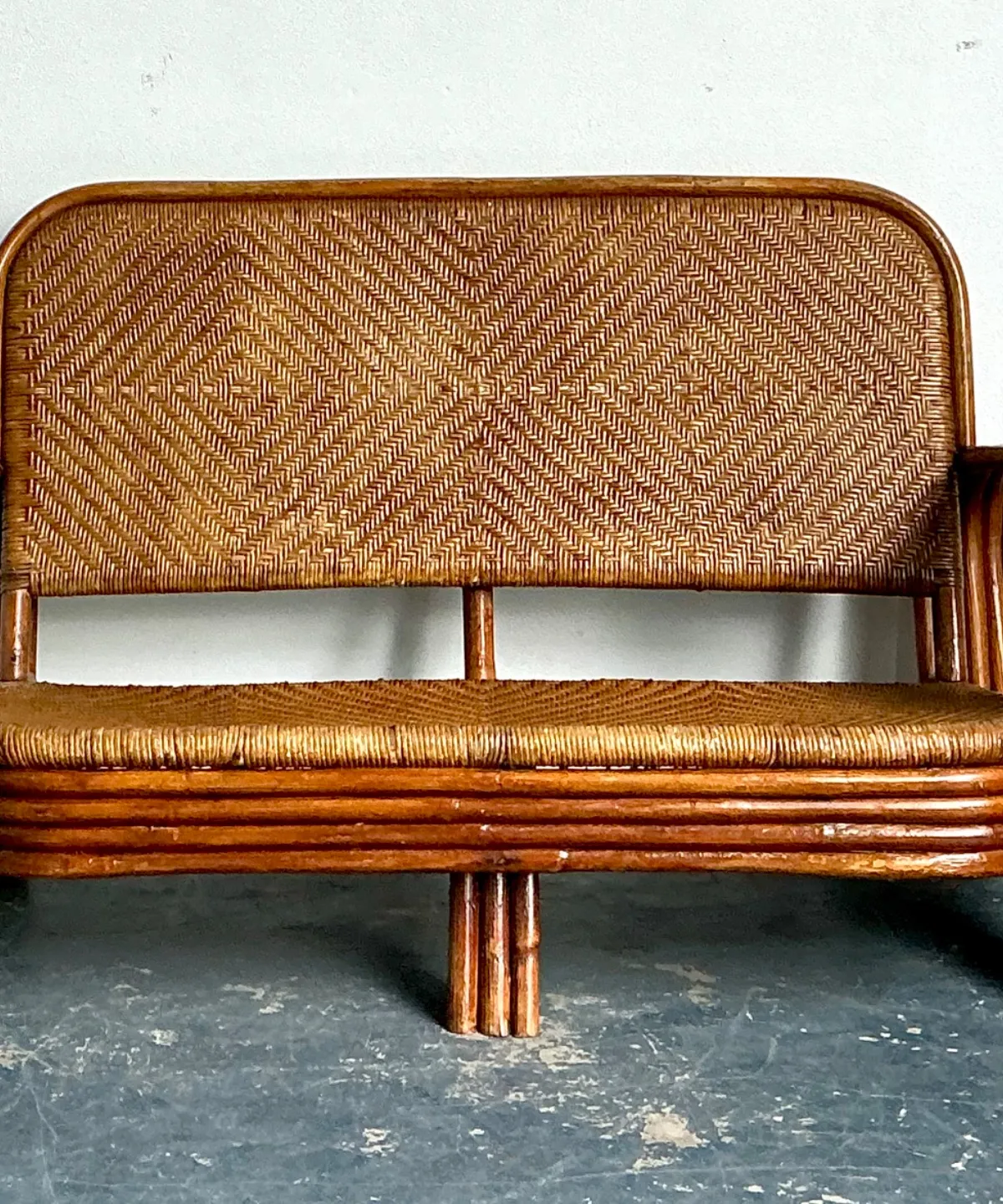 Vintage Woven Rattan Loveseat — additional photo 4