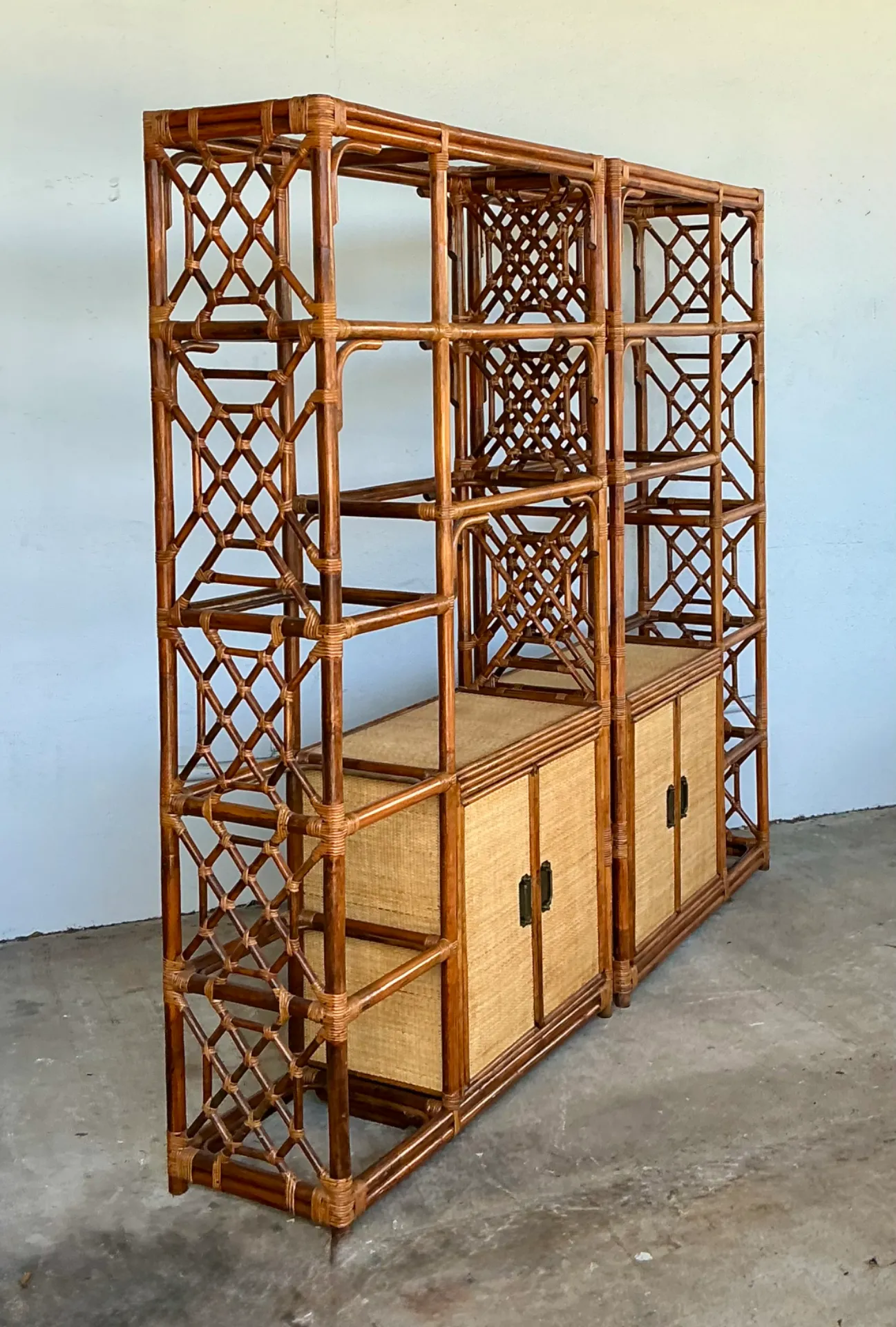 Vintage Bamboo Fretwork Etagere - A Pair — additional photo 6