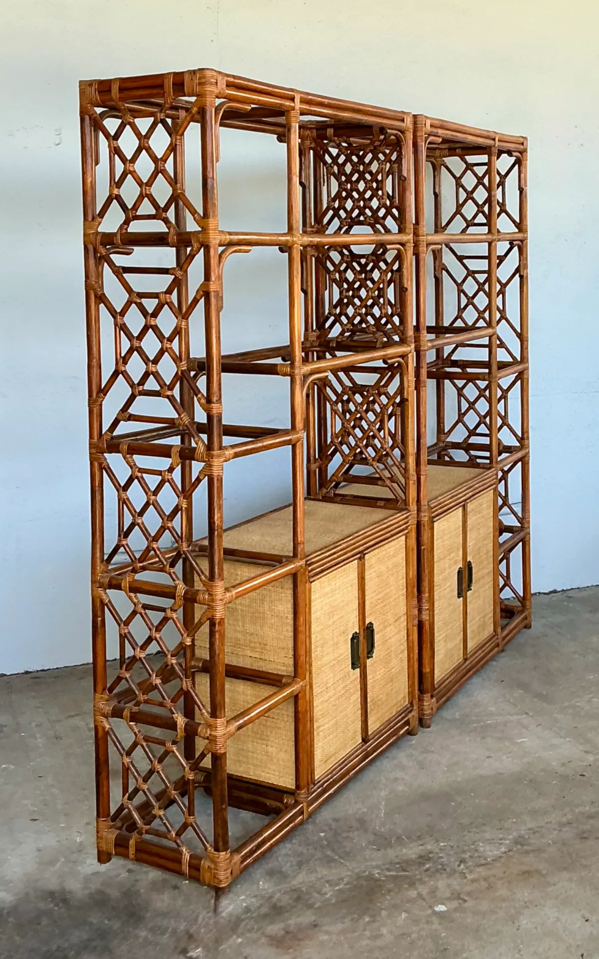 Vintage Bamboo Fretwork Etagere - A Pair — additional photo 6