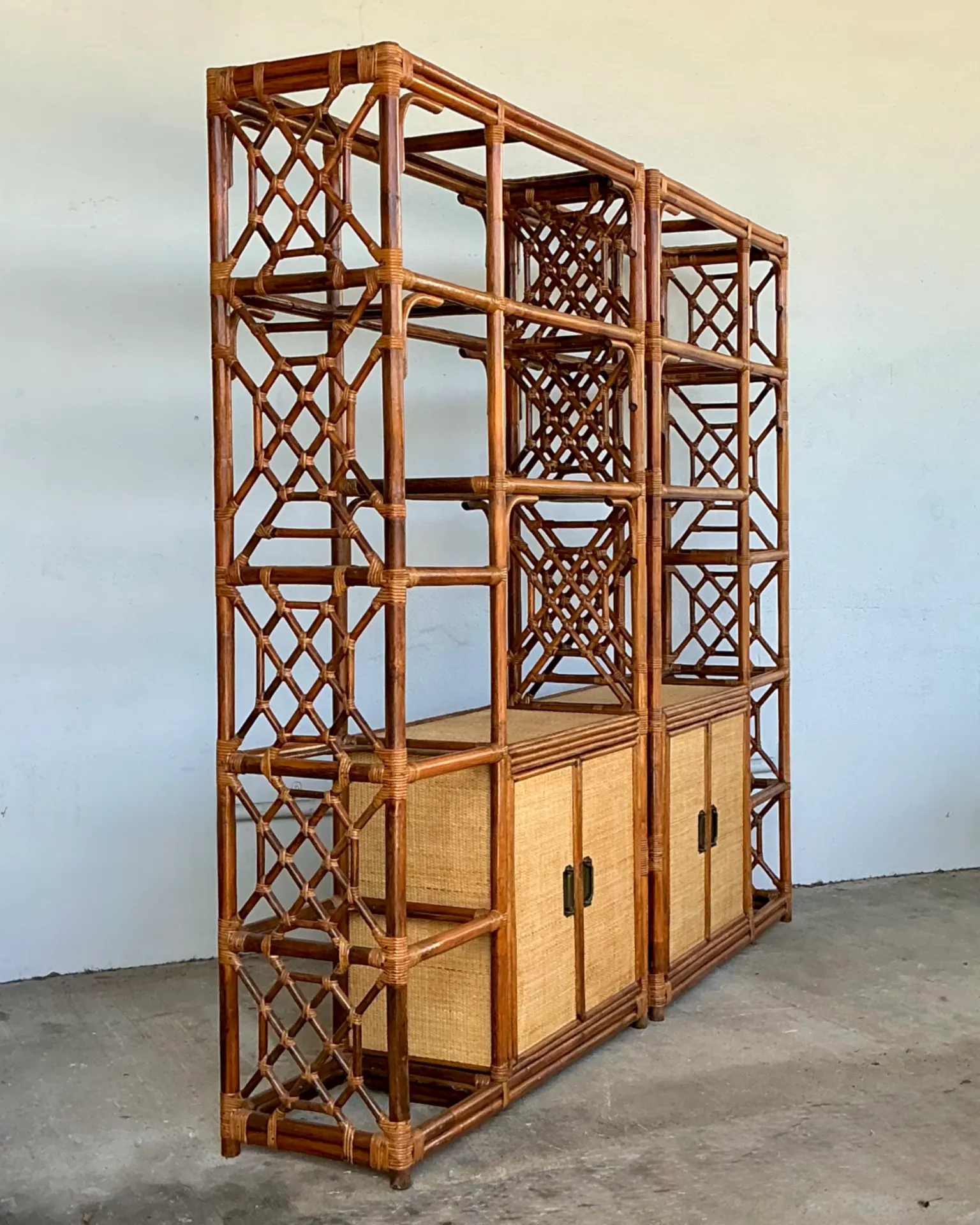 Vintage Bamboo Fretwork Etagere - A Pair — additional photo 4
