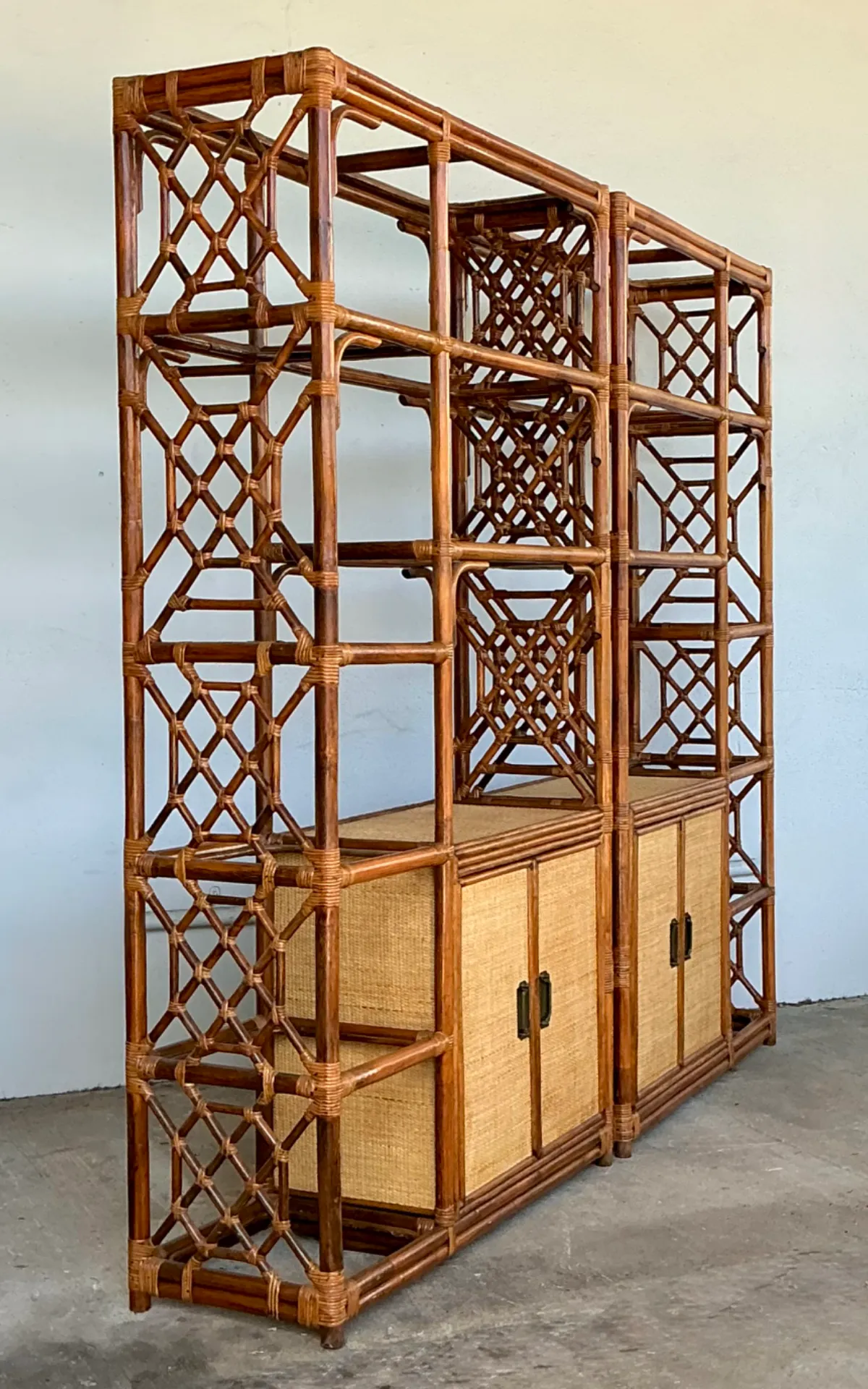 Vintage Bamboo Fretwork Etagere - A Pair — additional photo 4