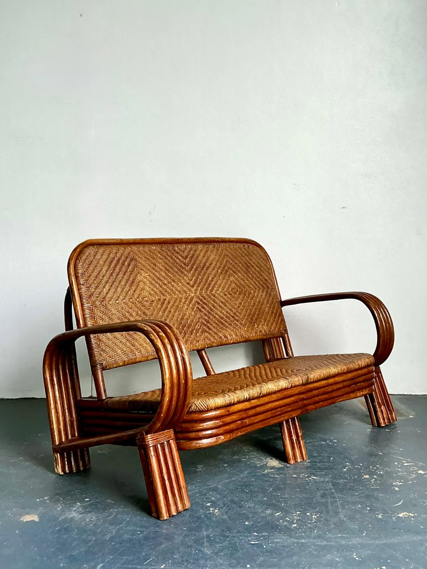 Vintage Woven Rattan Loveseat — additional photo 5