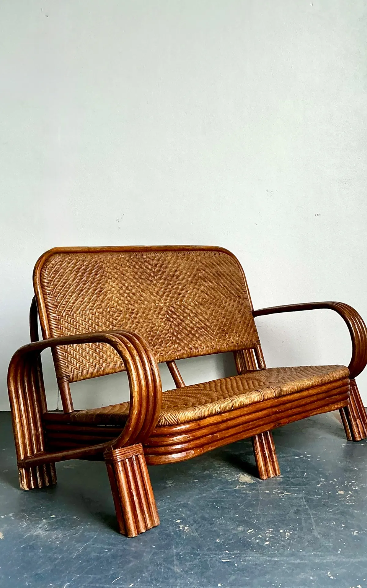 Vintage Woven Rattan Loveseat — additional photo 5