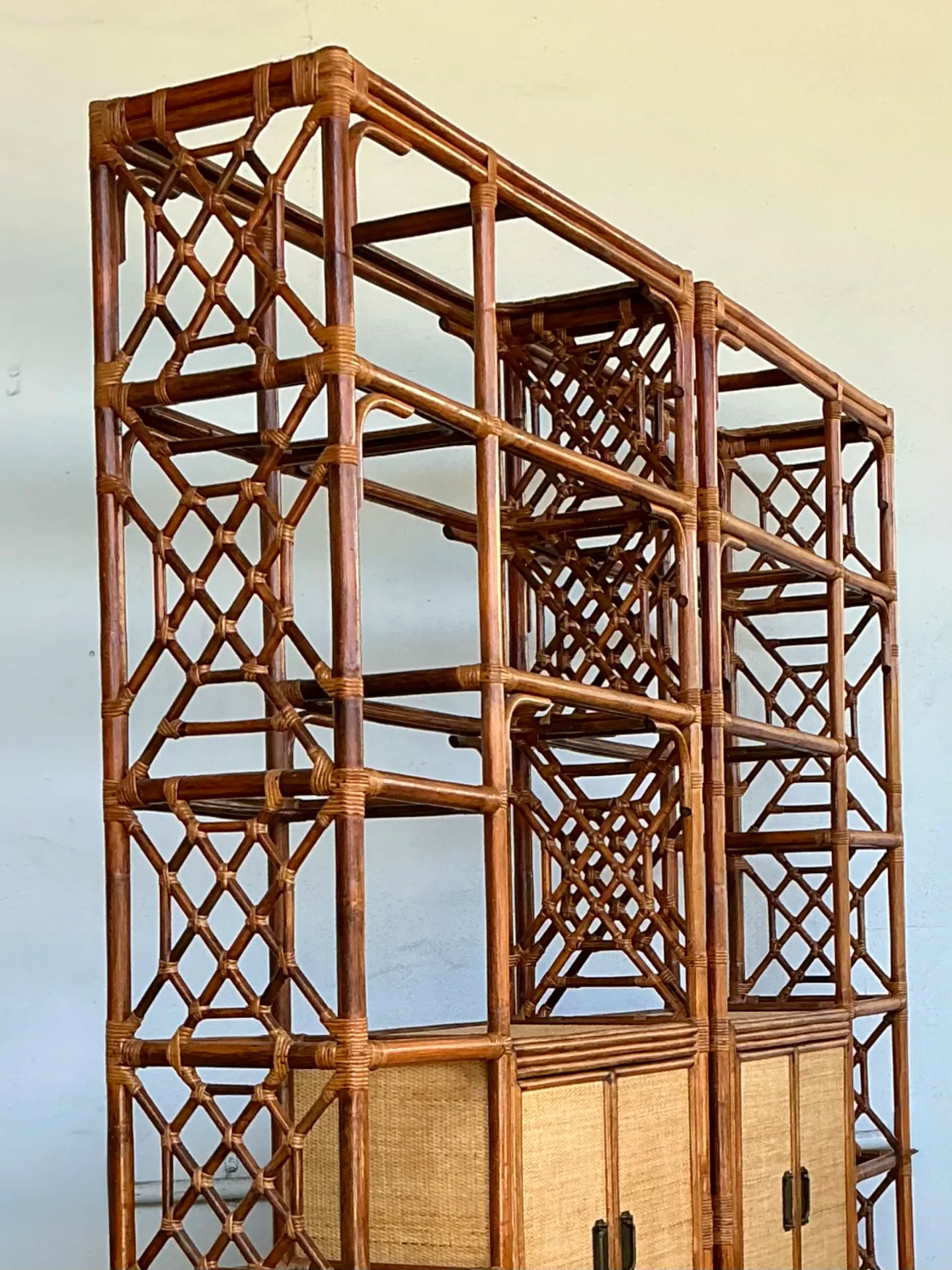Vintage Bamboo Fretwork Etagere - A Pair — additional photo 2