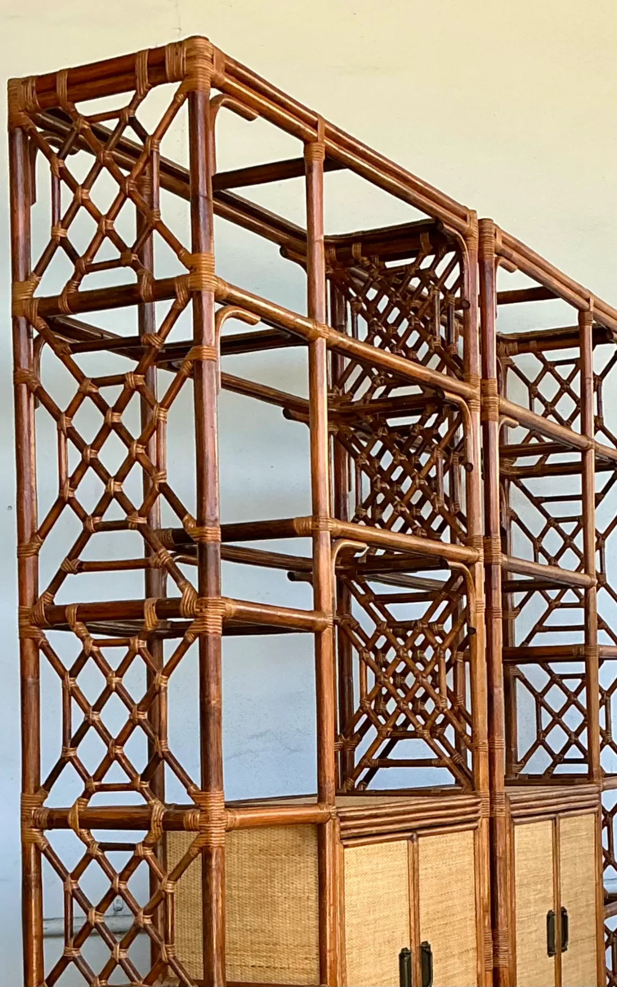 Vintage Bamboo Fretwork Etagere - A Pair — additional photo 2