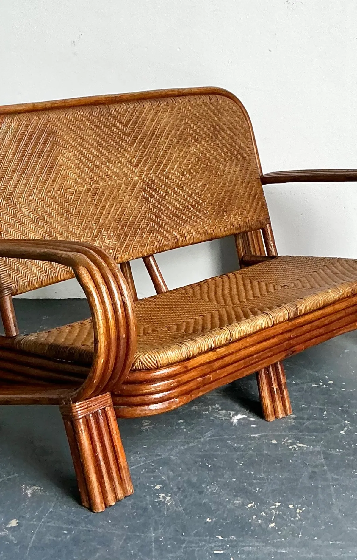 Vintage Woven Rattan Loveseat — additional photo 7