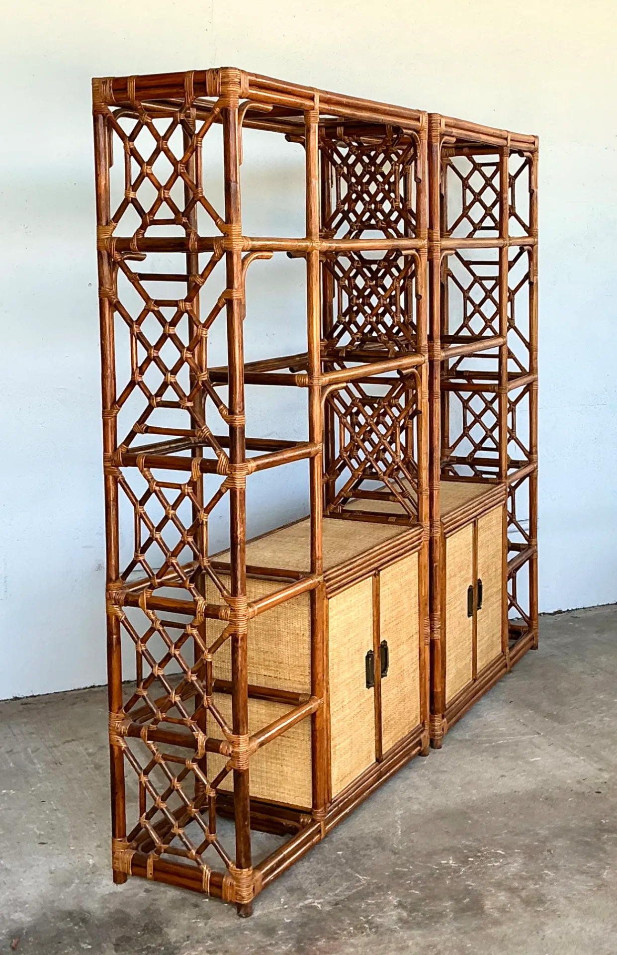 Vintage Bamboo Fretwork Etagere - A Pair — additional photo 8
