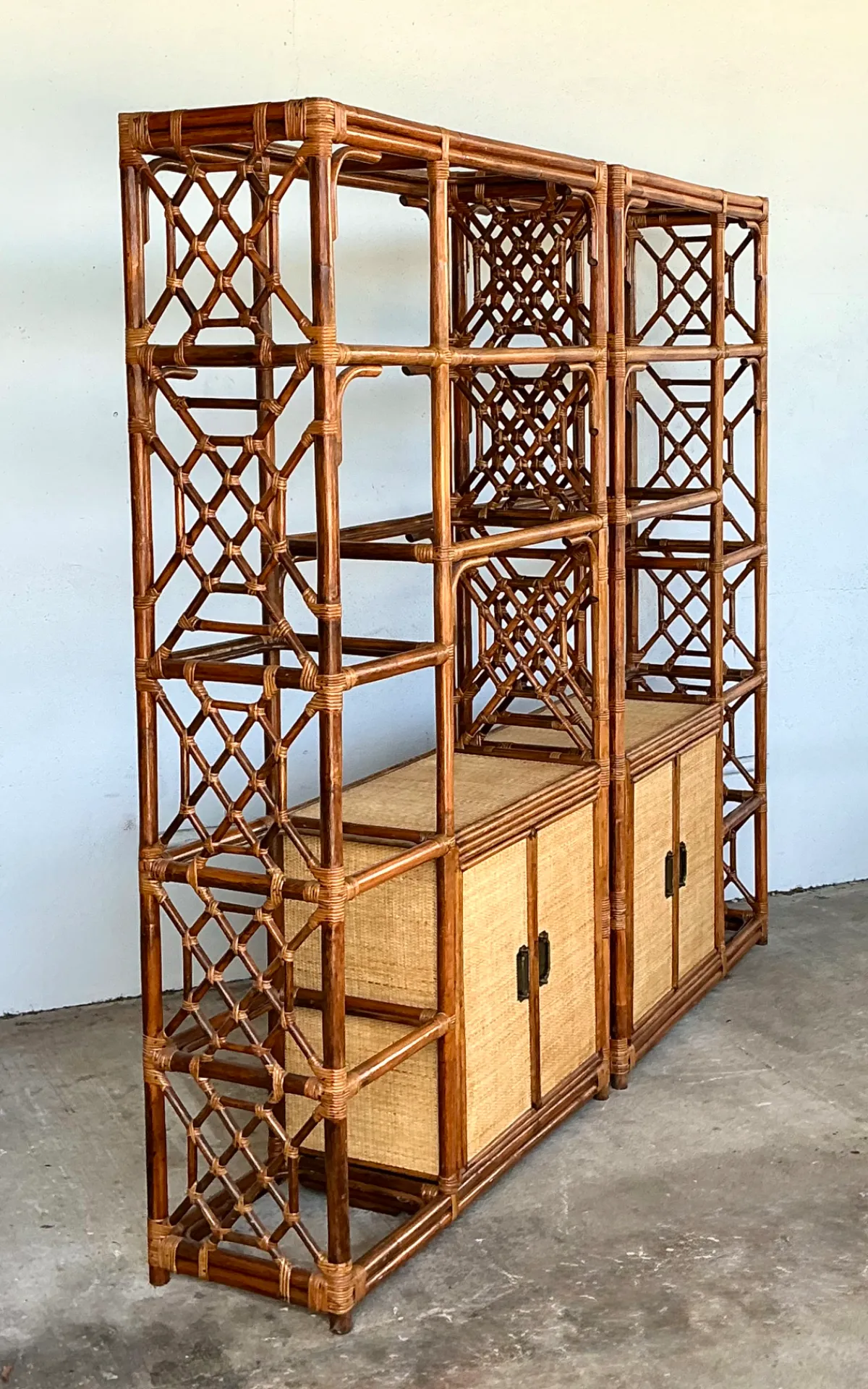 Vintage Bamboo Fretwork Etagere - A Pair — additional photo 8