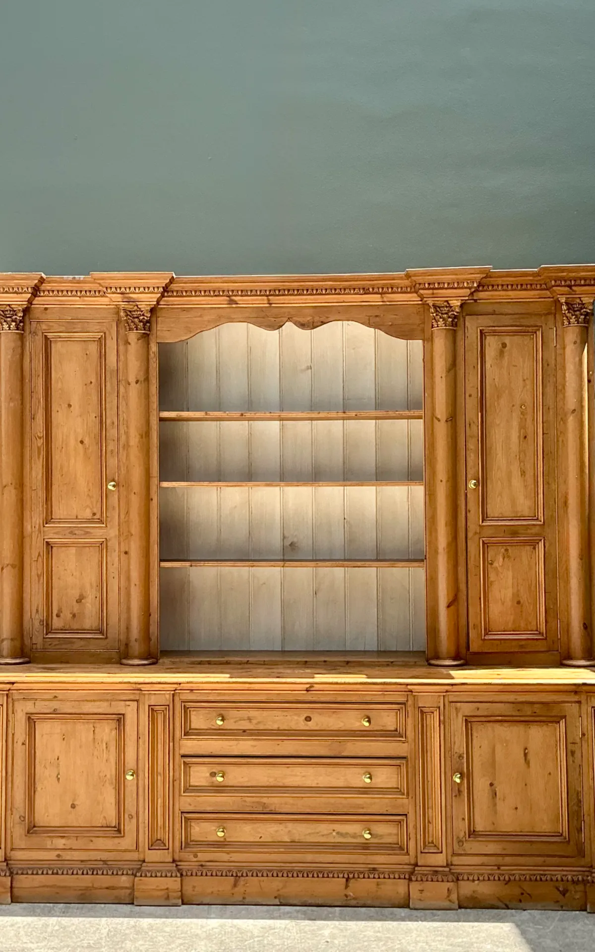 Vintage Monumental Rustic Pine Hutch - Interior view
