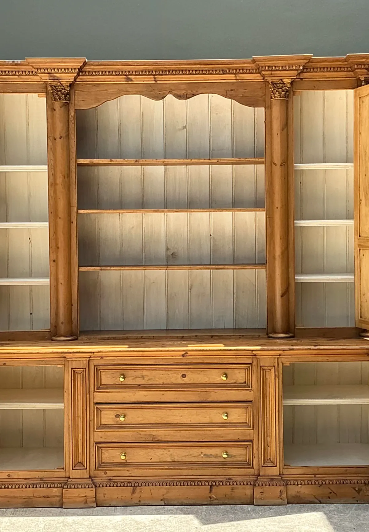 Vintage Monumental Rustic Pine Hutch - Back view