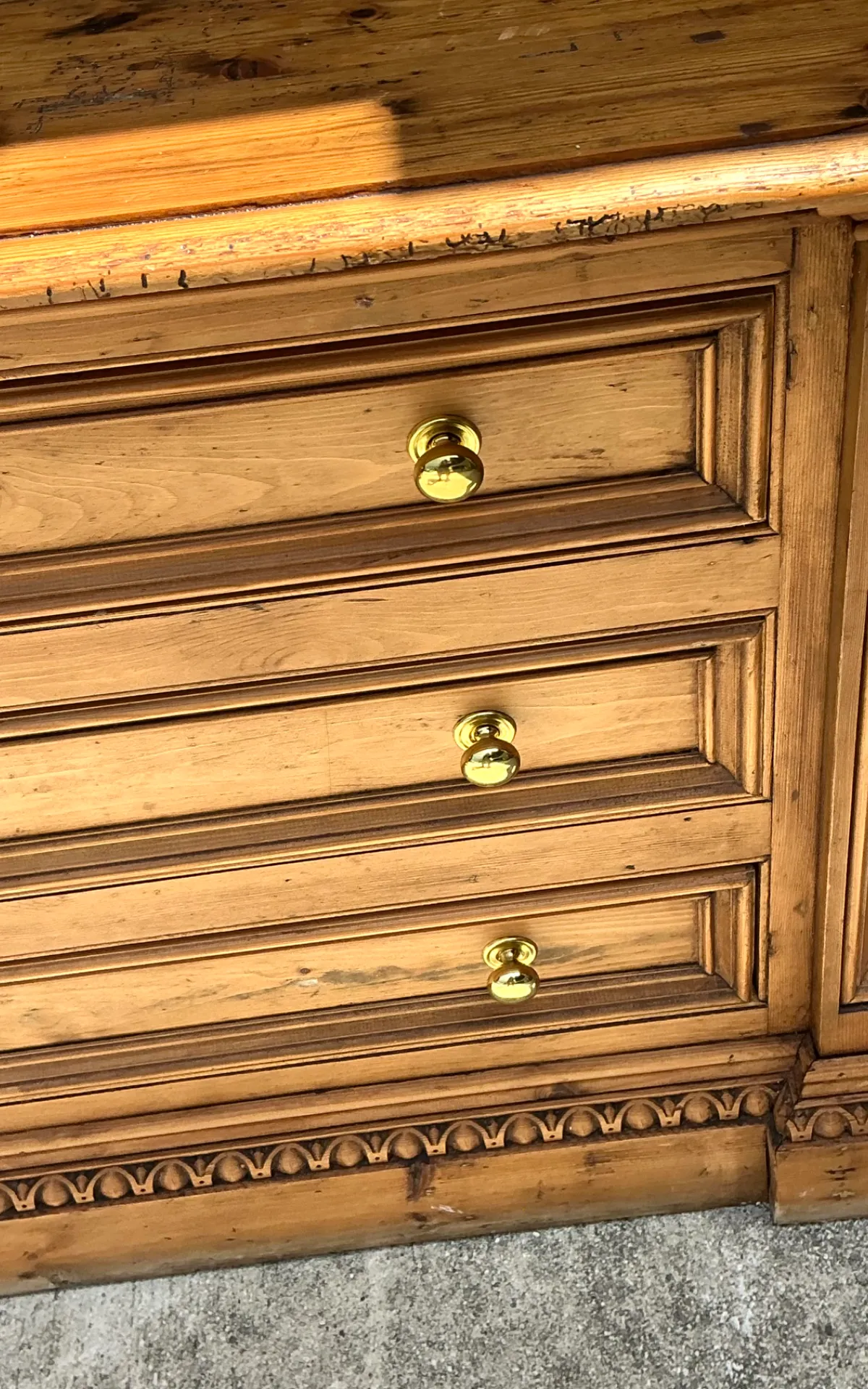 Vintage Monumental Rustic Pine Hutch - Angle view