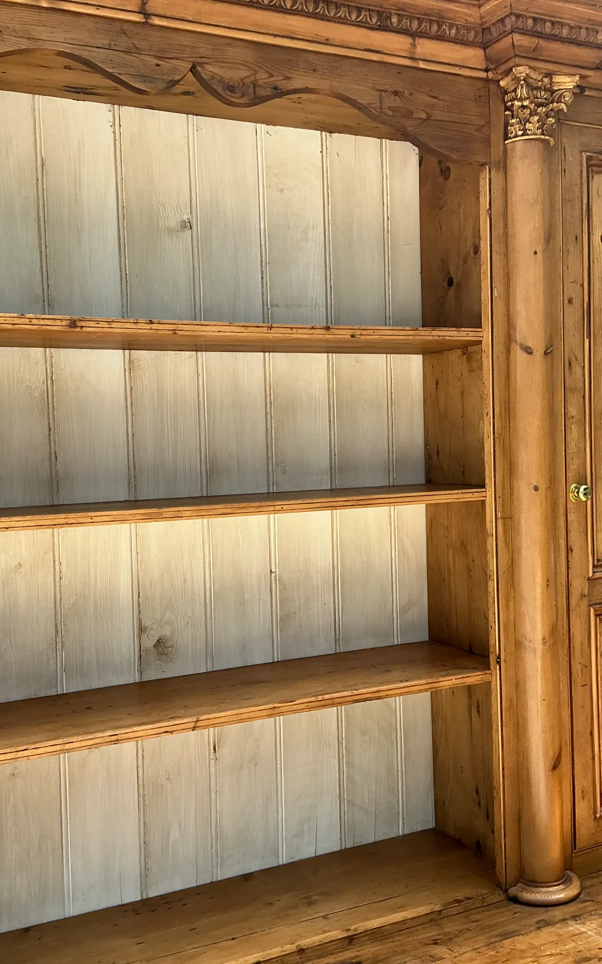 Vintage Monumental Rustic Pine Hutch - Bottom view