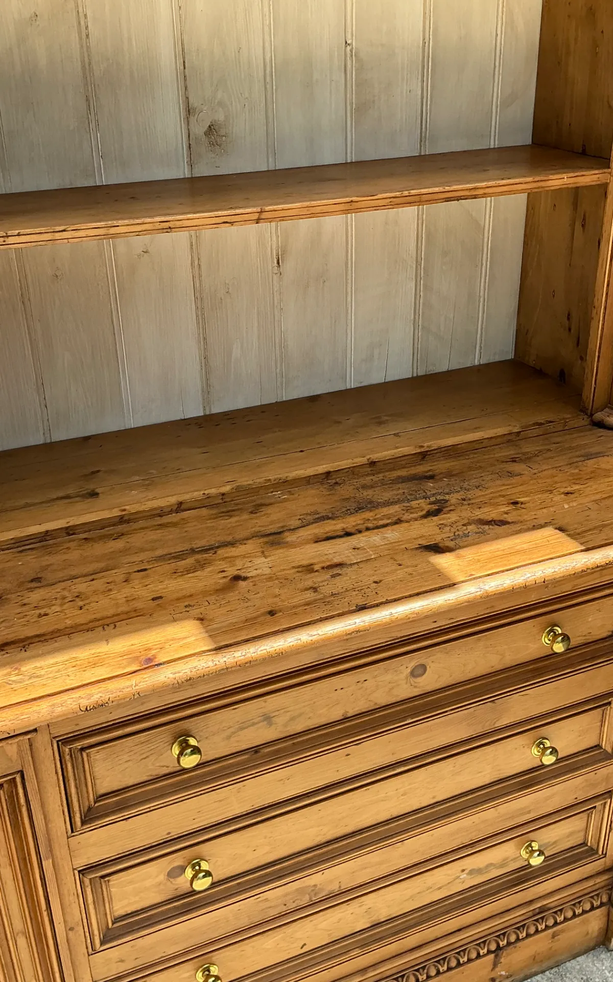 Vintage Monumental Rustic Pine Hutch - Side view