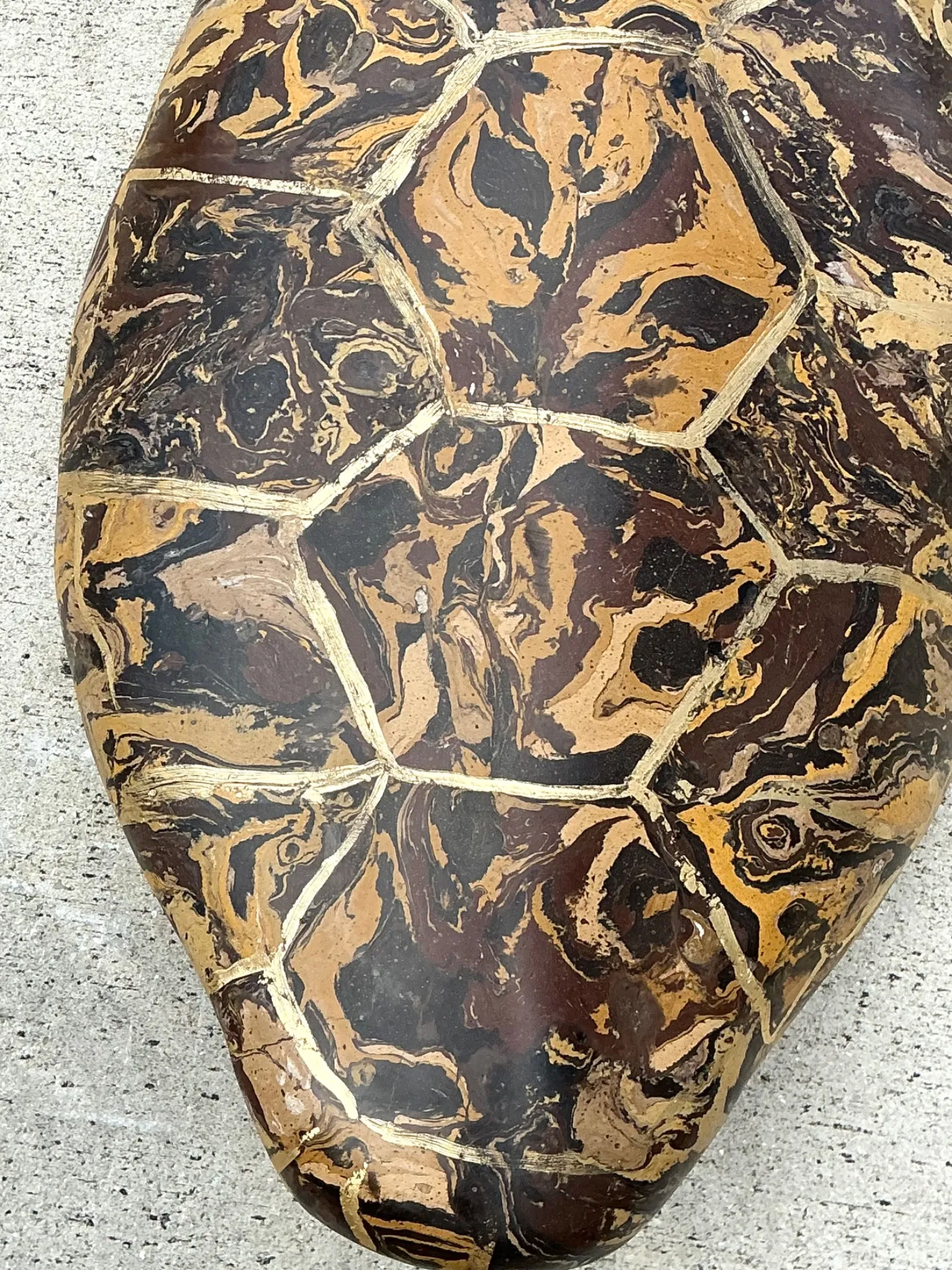 Vintage Italian Scagliola Pigmented Plaster Turtle Shell - Plaster, 15W x 23.75H — additional photo 3