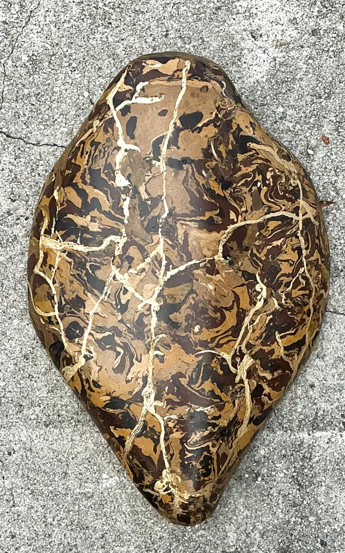 Vintage Italian Scagliola Pigmented Plaster Turtle Shell - Brown, 15.25W x 22.5H — additional photo 3