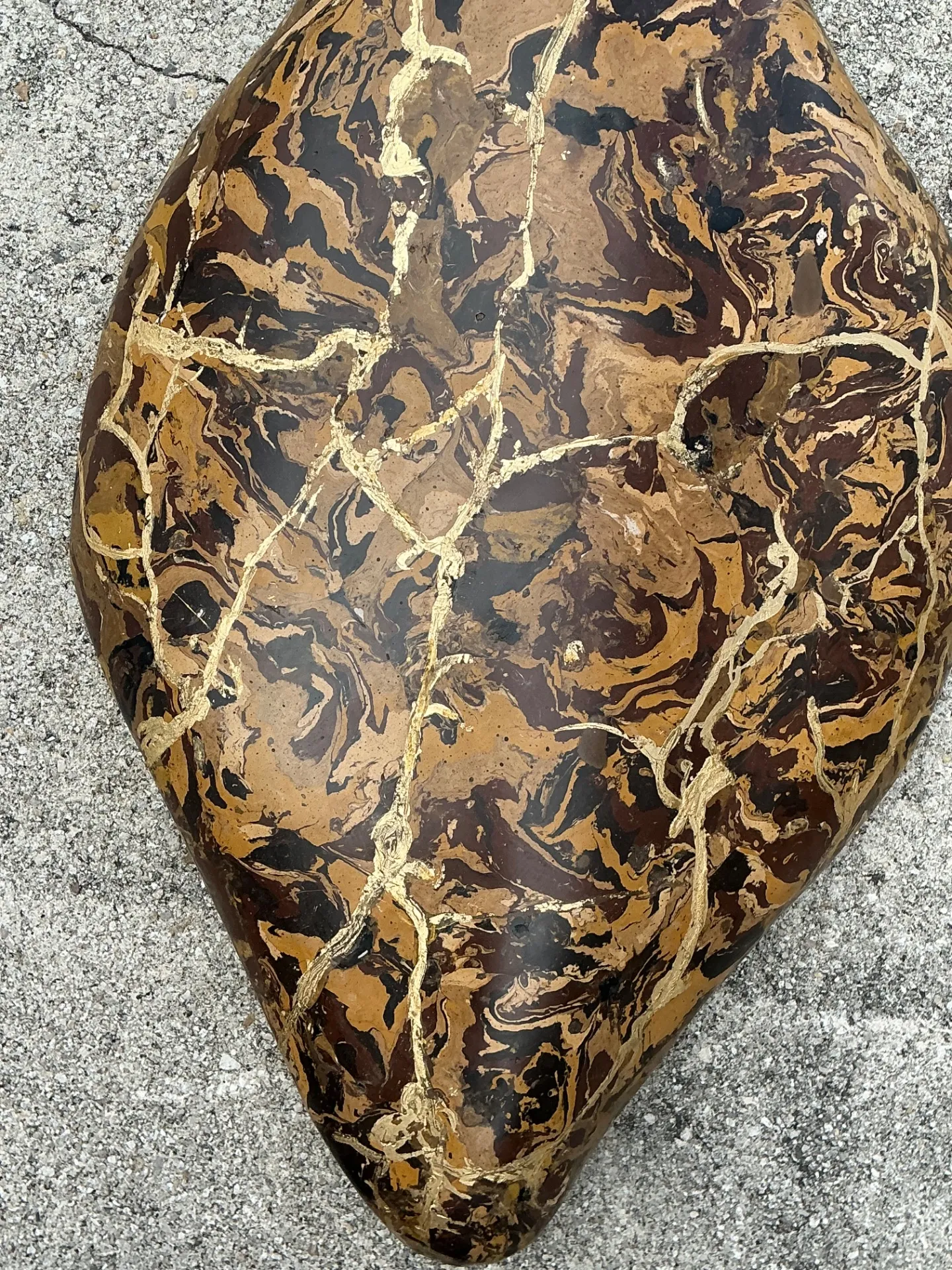 Vintage Italian Scagliola Pigmented Plaster Turtle Shell - Brown, 15.25W x 22.5H — additional photo 5