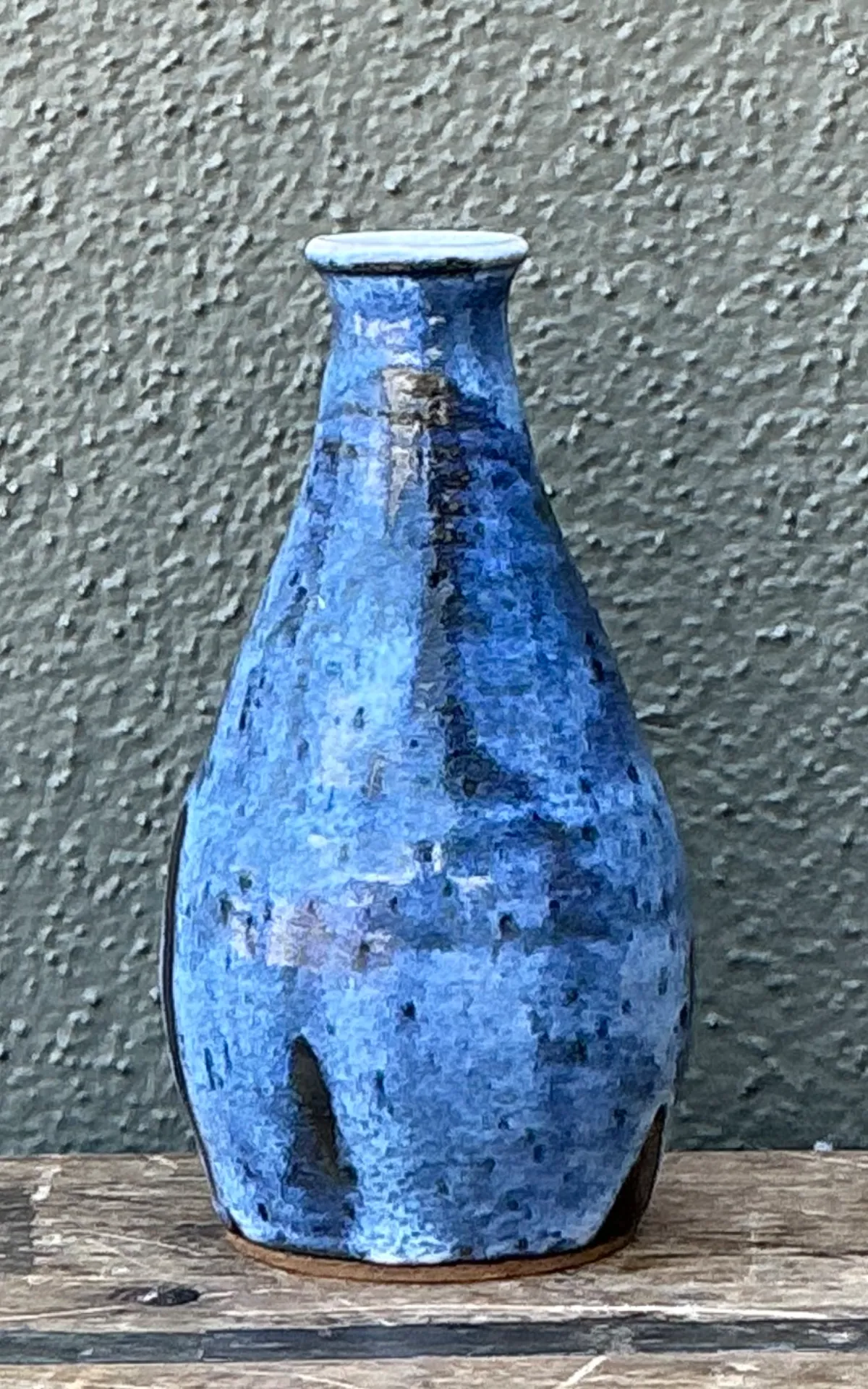 Vintage Blue Glazed Ceramic Vase — additional photo 8