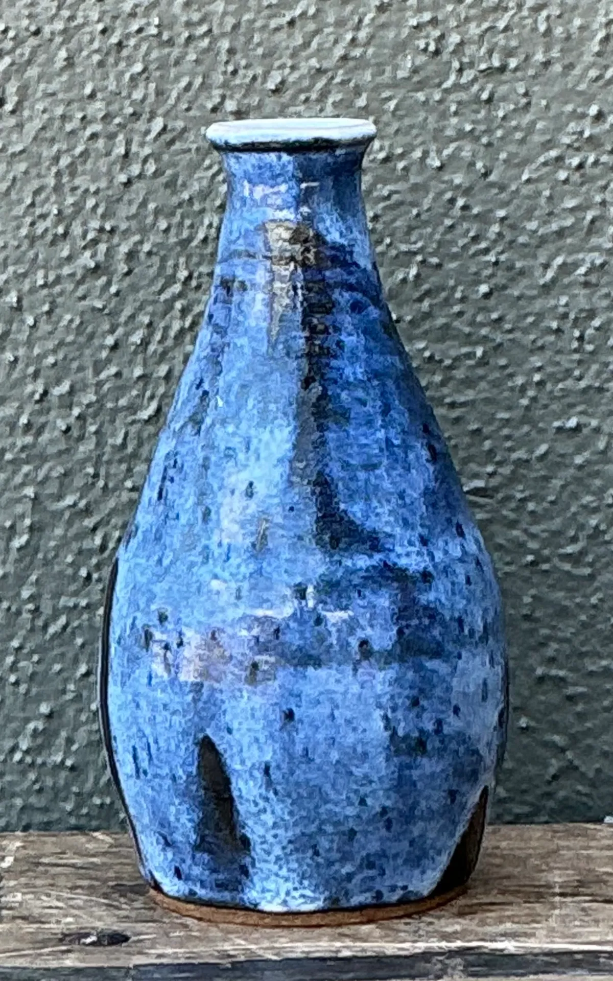 Vintage Blue Glazed Ceramic Vase — additional photo 3
