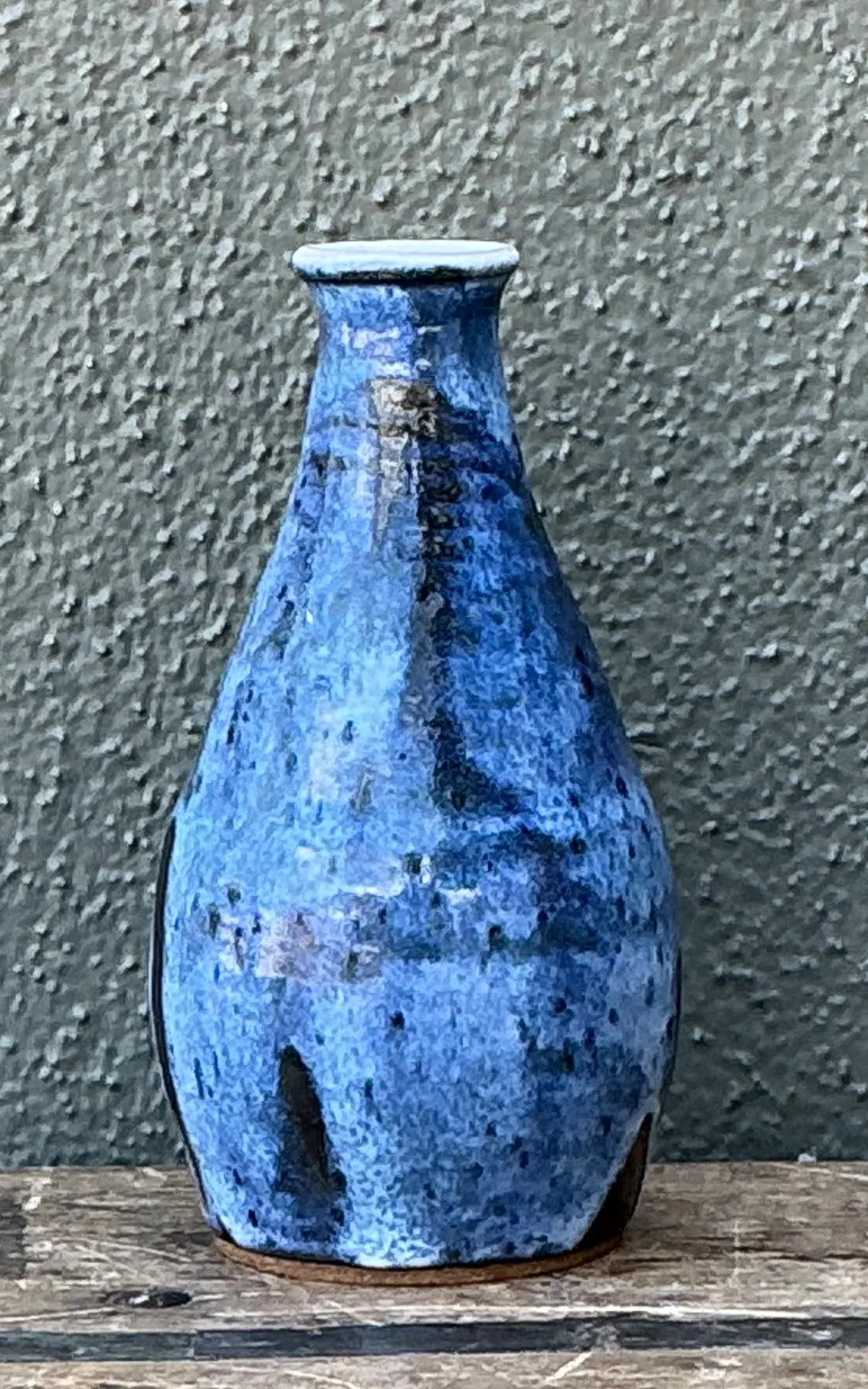 Vintage Blue Glazed Ceramic Vase — additional photo 1