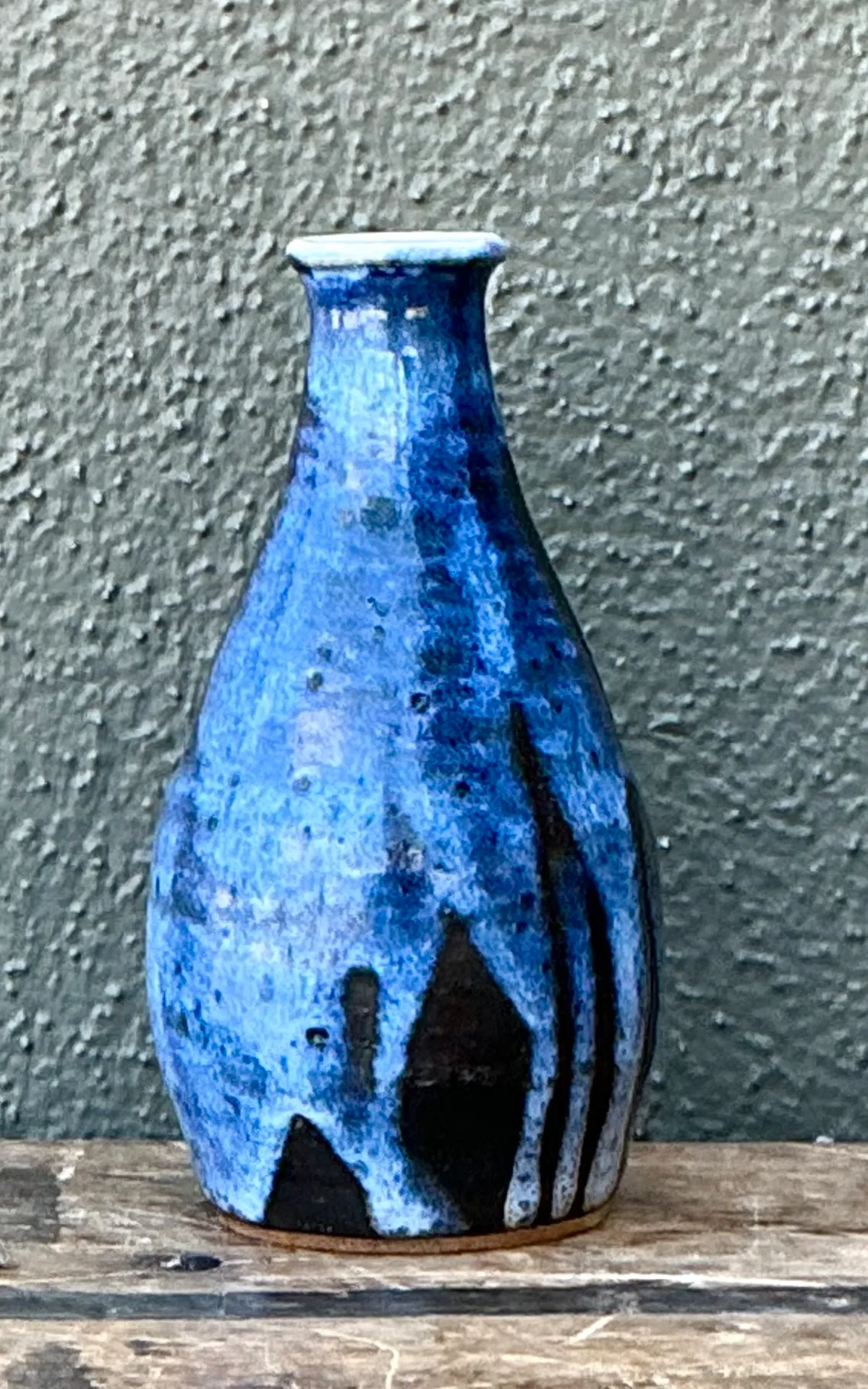 Vintage Blue Glazed Ceramic Vase — additional photo 5