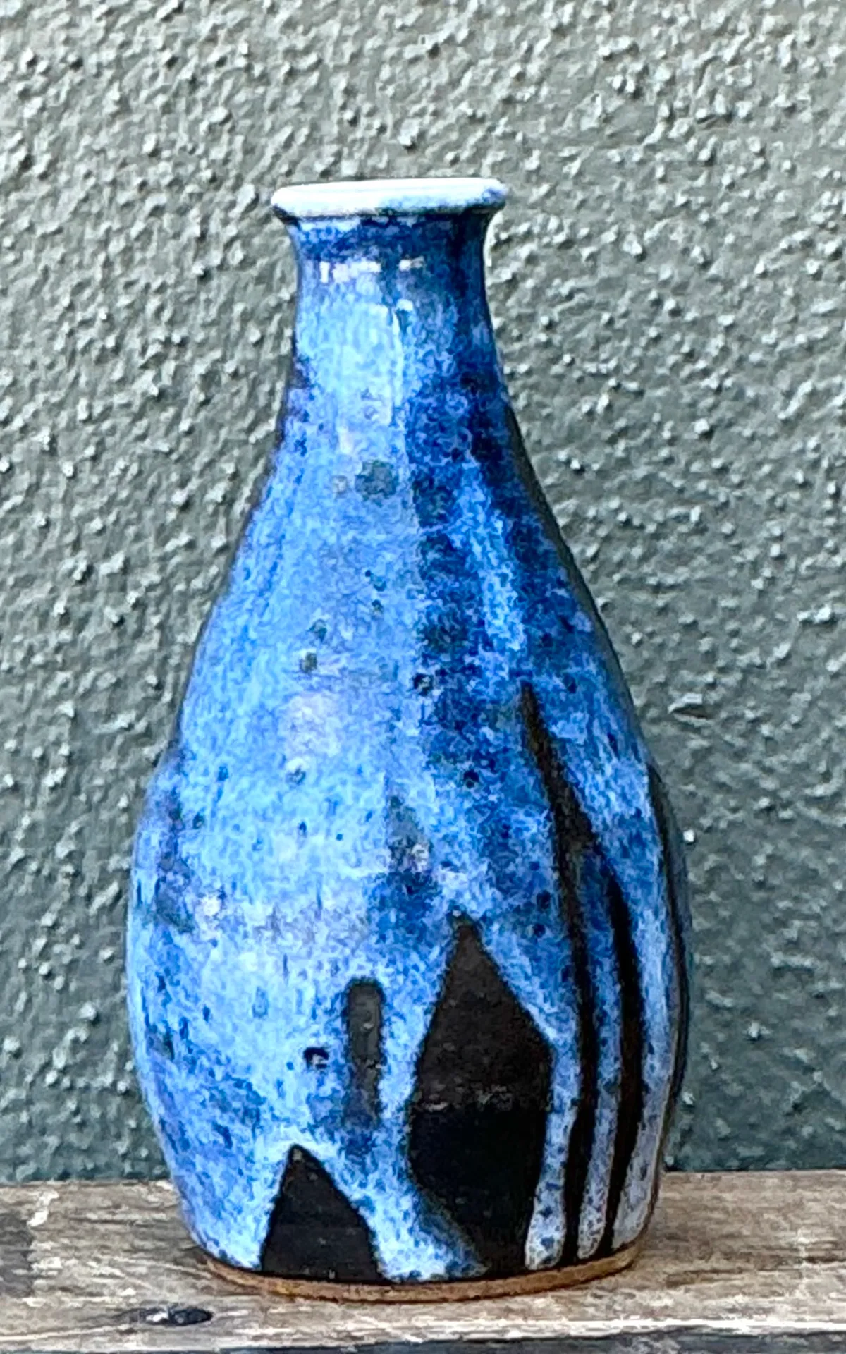 Vintage Blue Glazed Ceramic Vase — additional photo 6