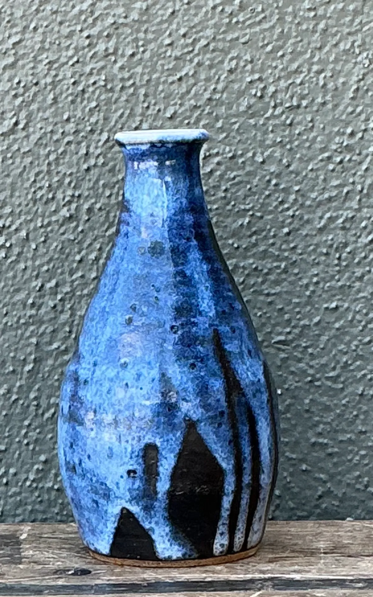 Vintage Blue Glazed Ceramic Vase — additional photo 7