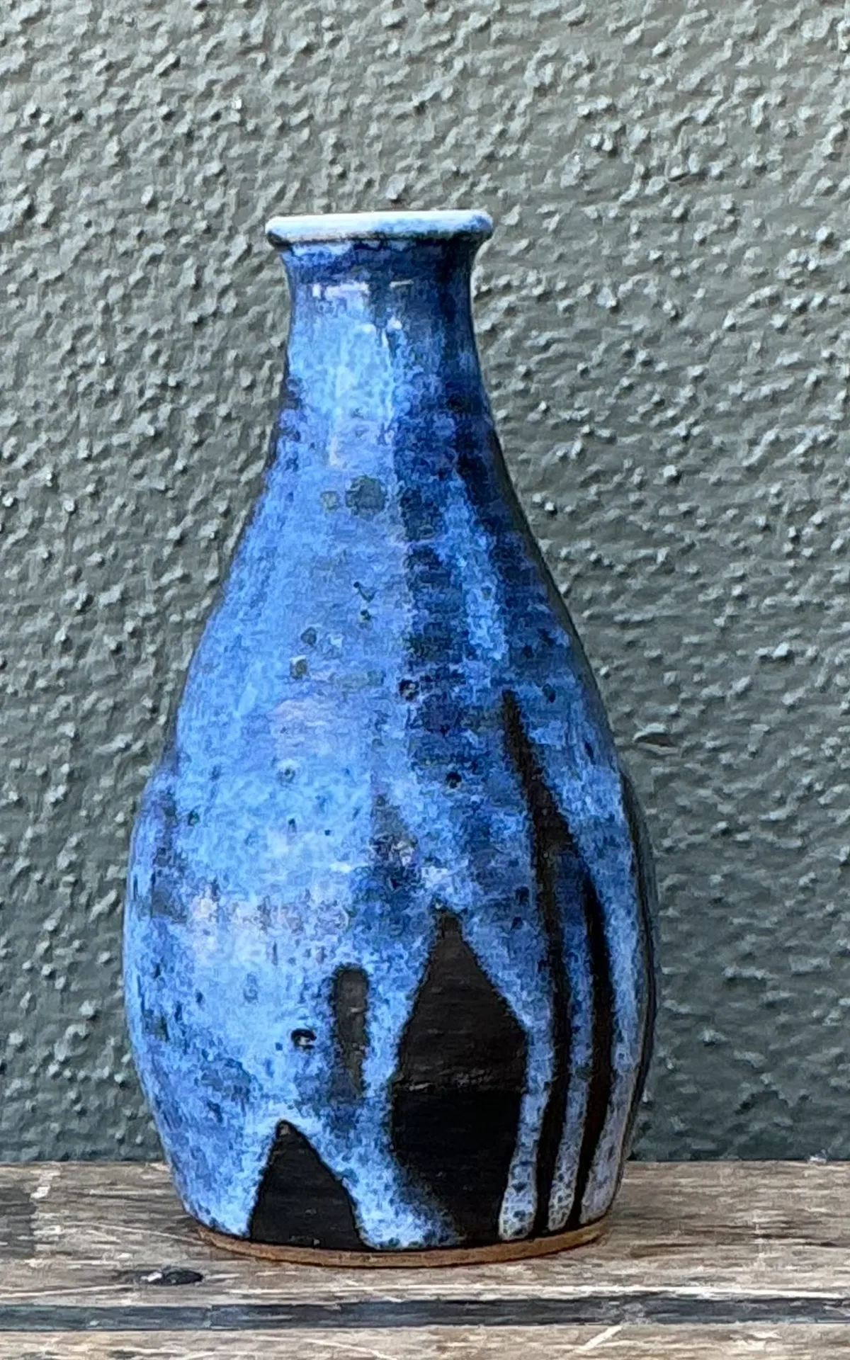 Vintage Blue Glazed Ceramic Vase — additional photo 2