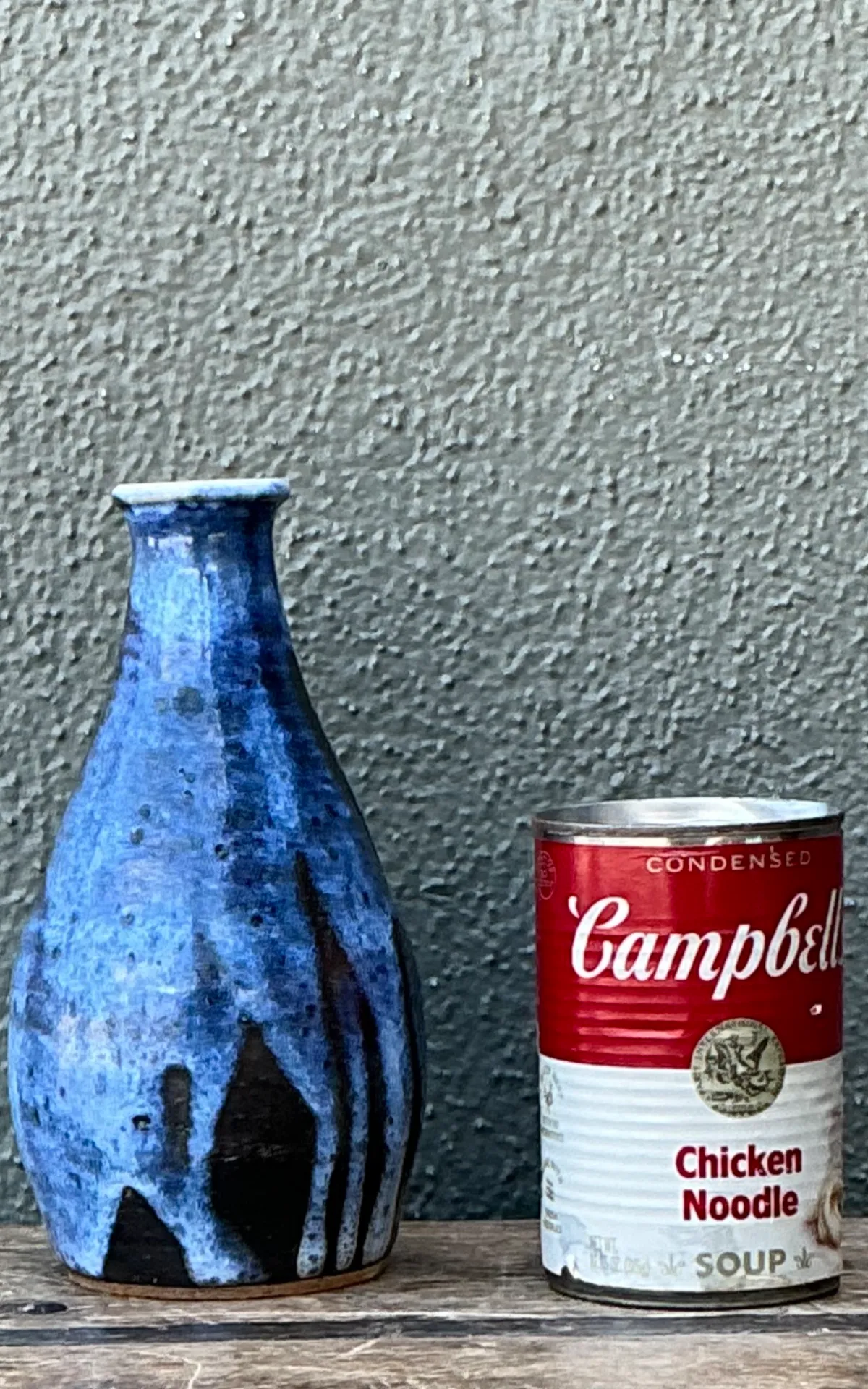 Vintage Blue Glazed Ceramic Vase — additional photo 4