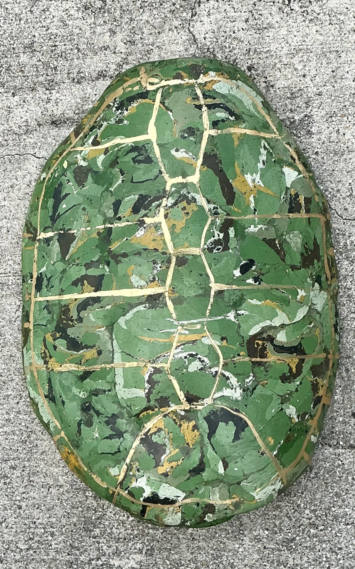 Vintage Italian Scagliola Pigmented Plaster Turtle Shell - 18W x 24.25H - Side view