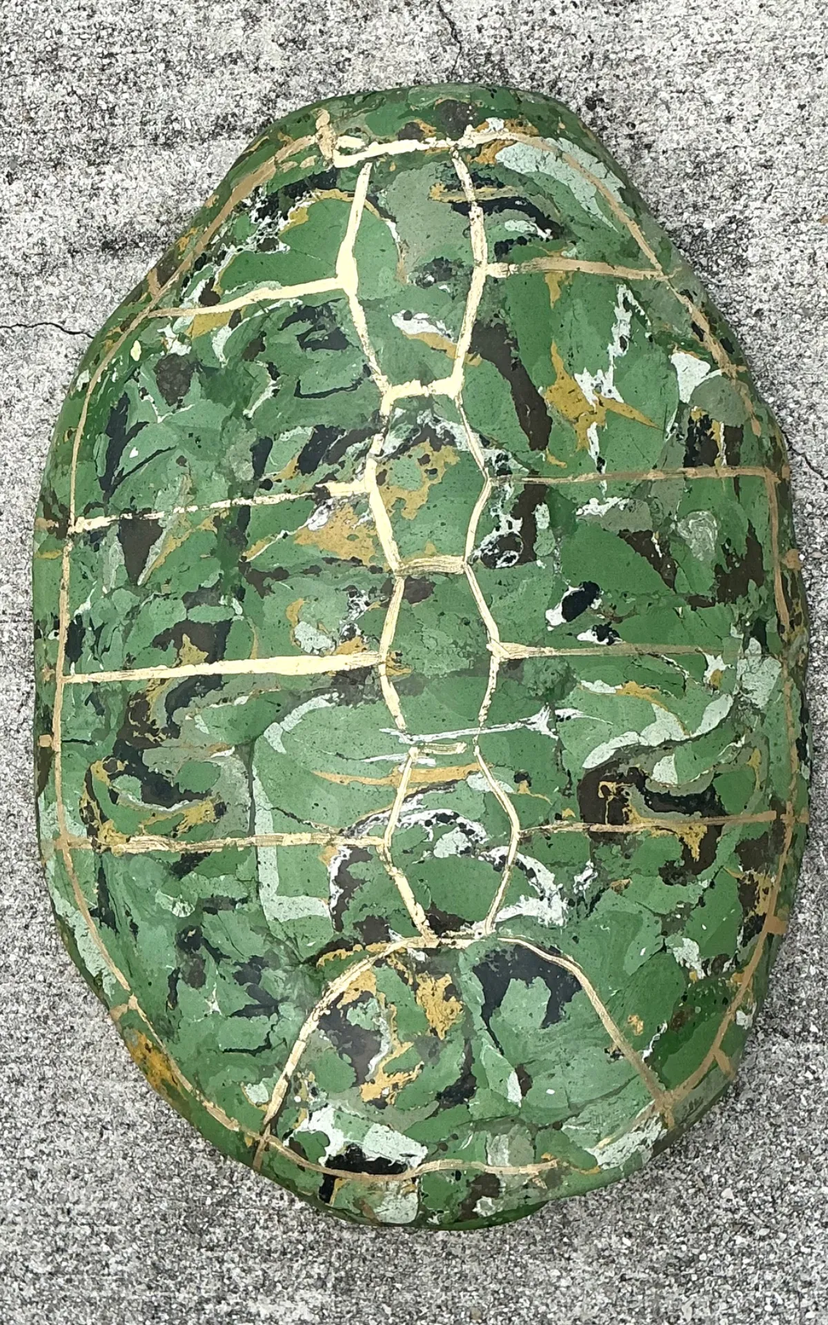 Vintage Italian Scagliola Pigmented Plaster Turtle Shell - 18W x 24.25H - Angle view