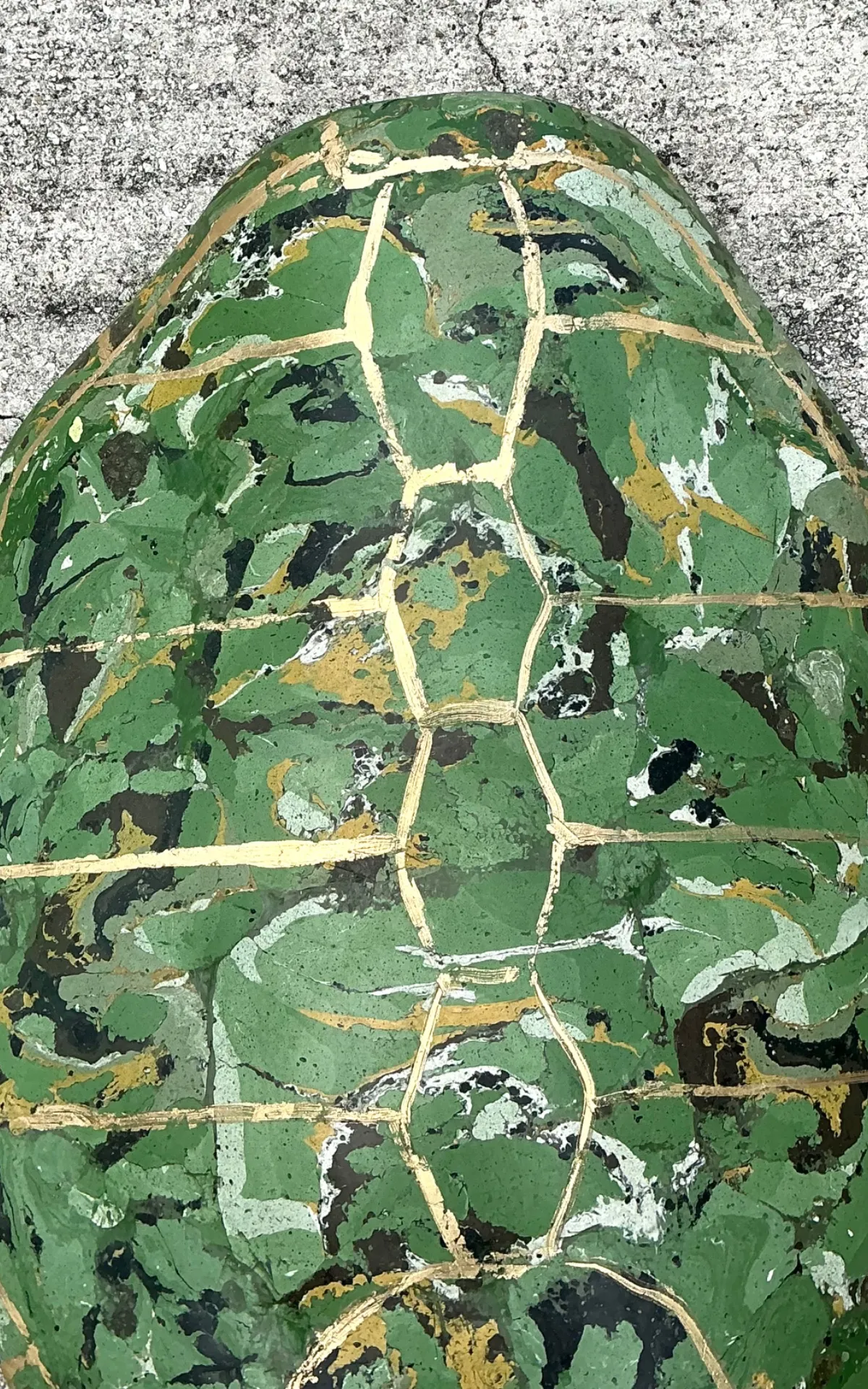Vintage Italian Scagliola Pigmented Plaster Turtle Shell - 18W x 24.25H - Back view
