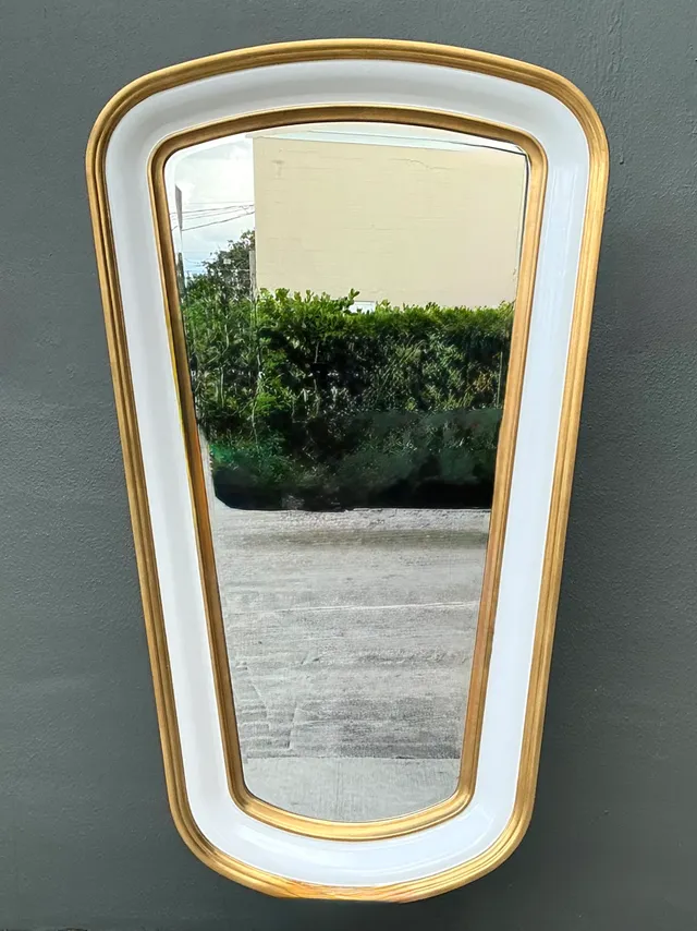 Vintage Gold Tipped White Lacquer Mirrors - Set of Two — additional photo 4