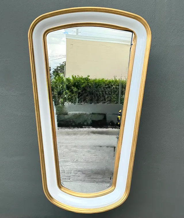 Vintage Gold Tipped White Lacquer Mirrors - Set of Two — additional photo 6