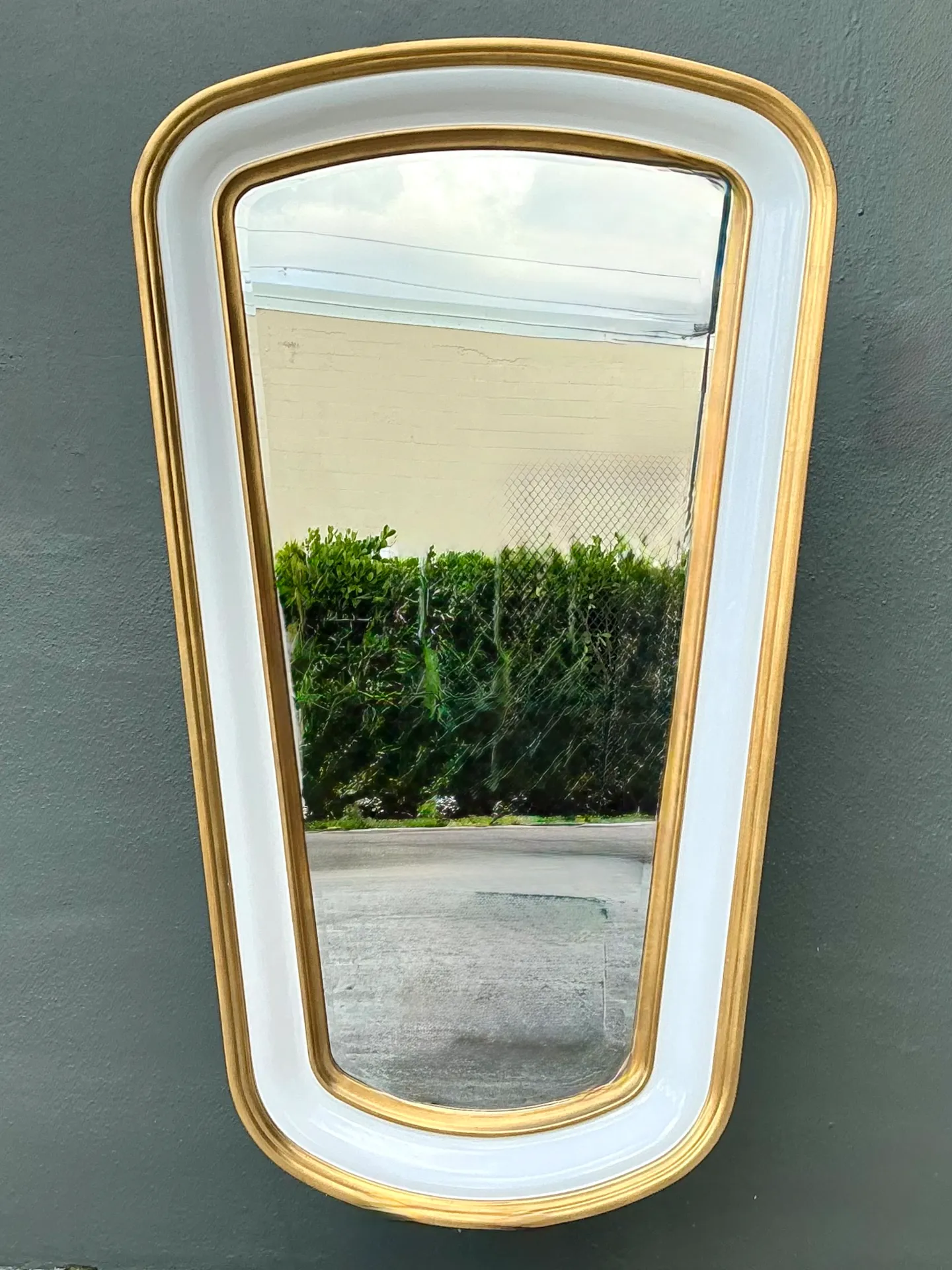 Vintage Gold Tipped White Lacquer Mirrors - Set of Two — additional photo 1