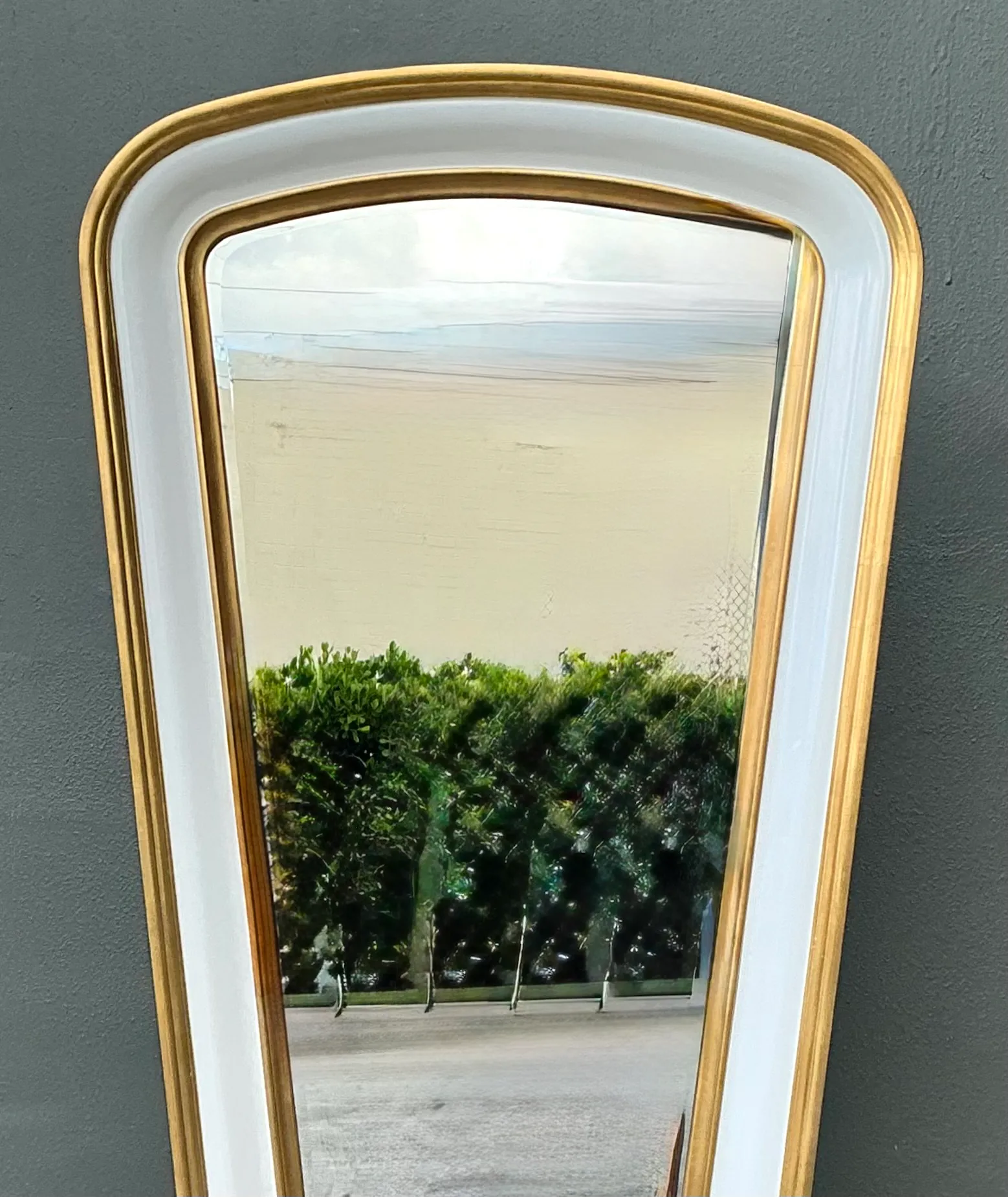 Vintage Gold Tipped White Lacquer Mirrors - Set of Two — additional photo 5