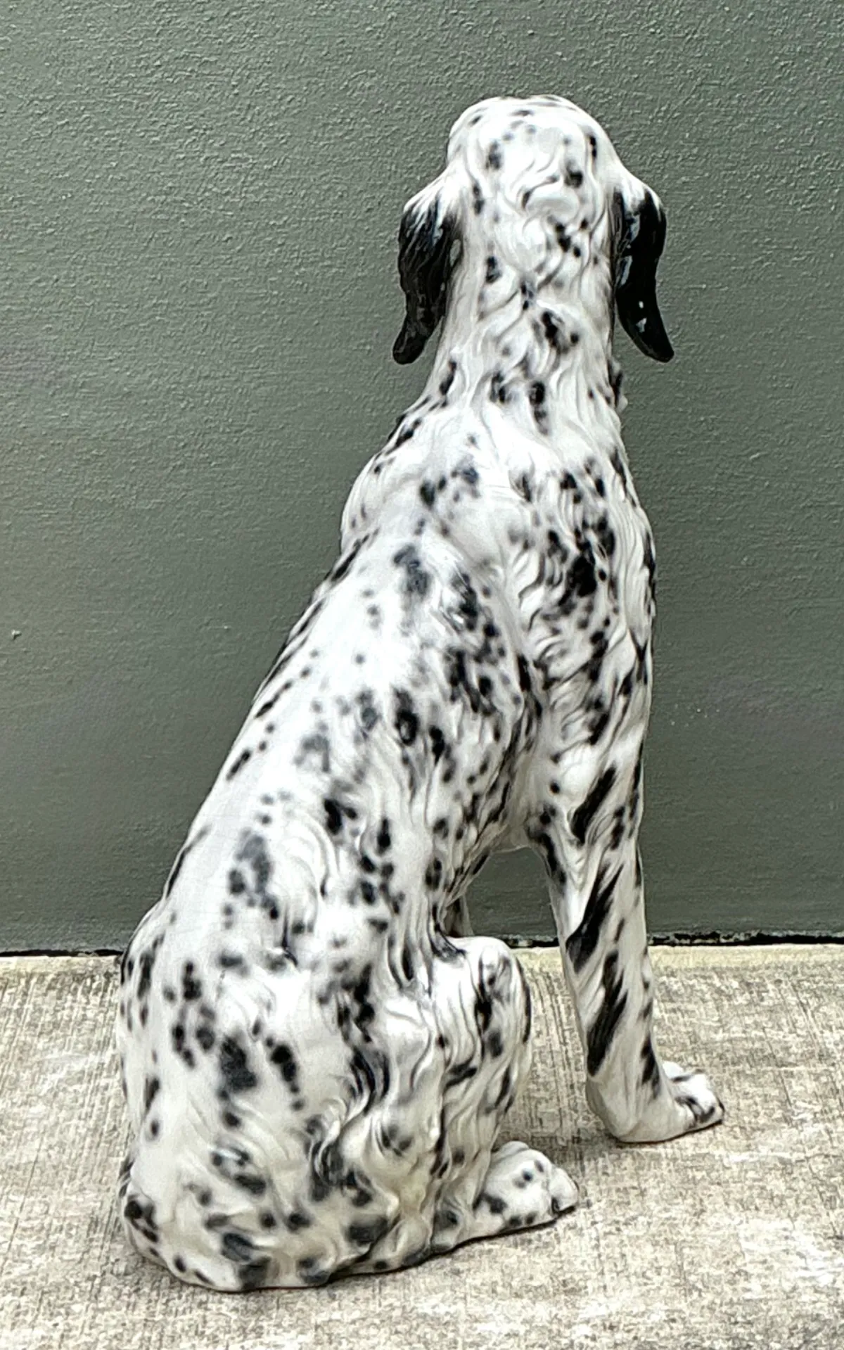 Vintage Italian Black and White Glazed Ceramic Dog Statue — additional photo 3