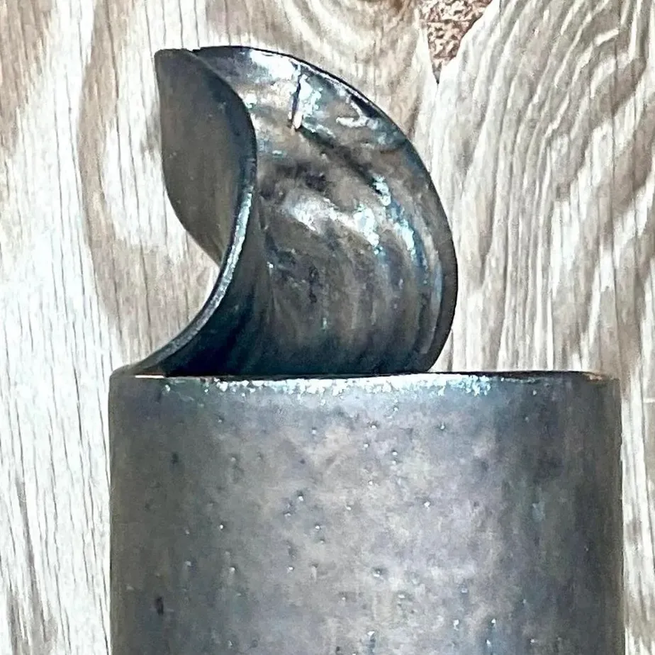 Vintage Brutalist Sculptural Black Studio Pottery Vase — additional photo 5