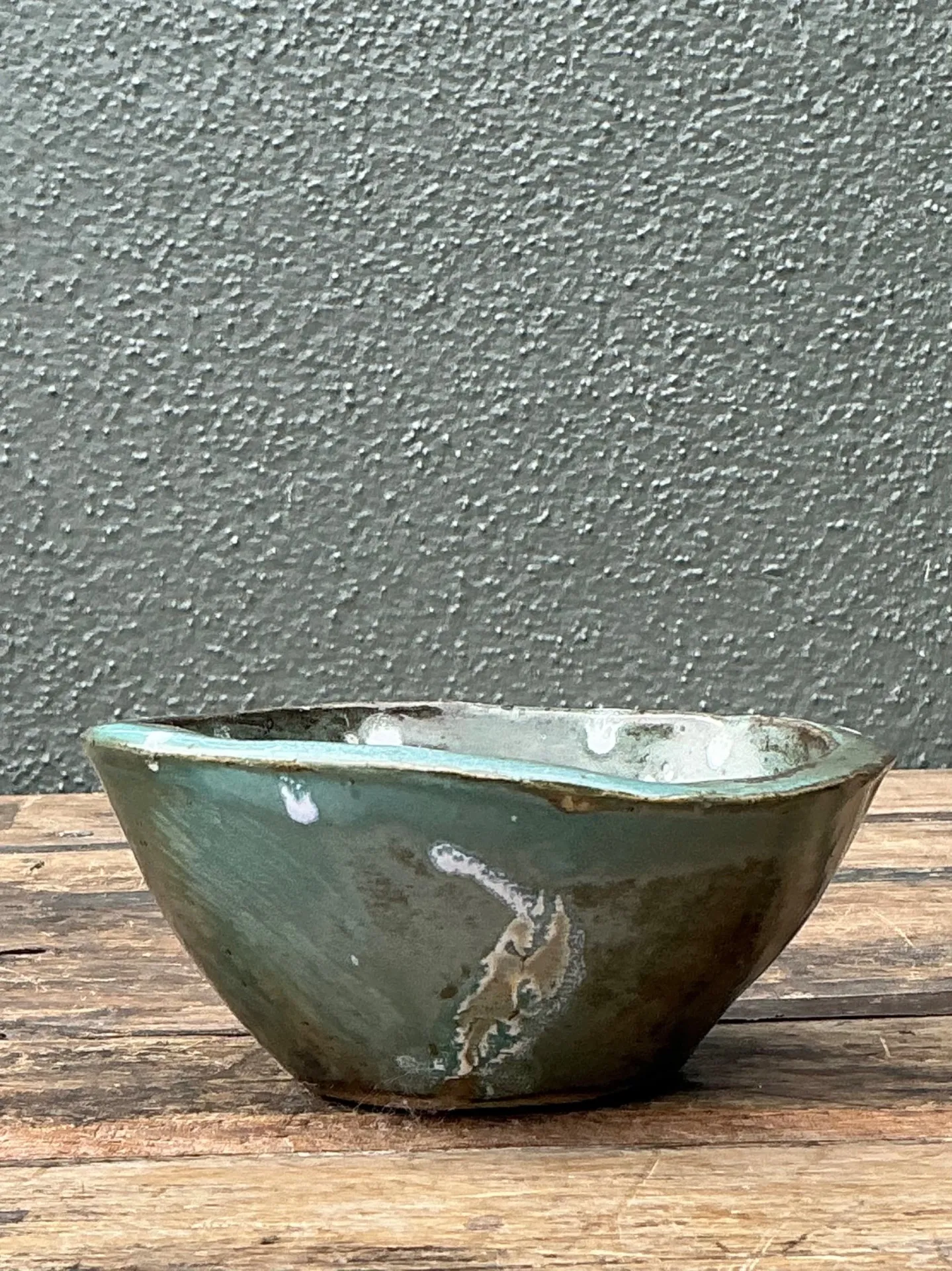 Vintage Green Glazed Studio Pottery Bowl — additional photo 5