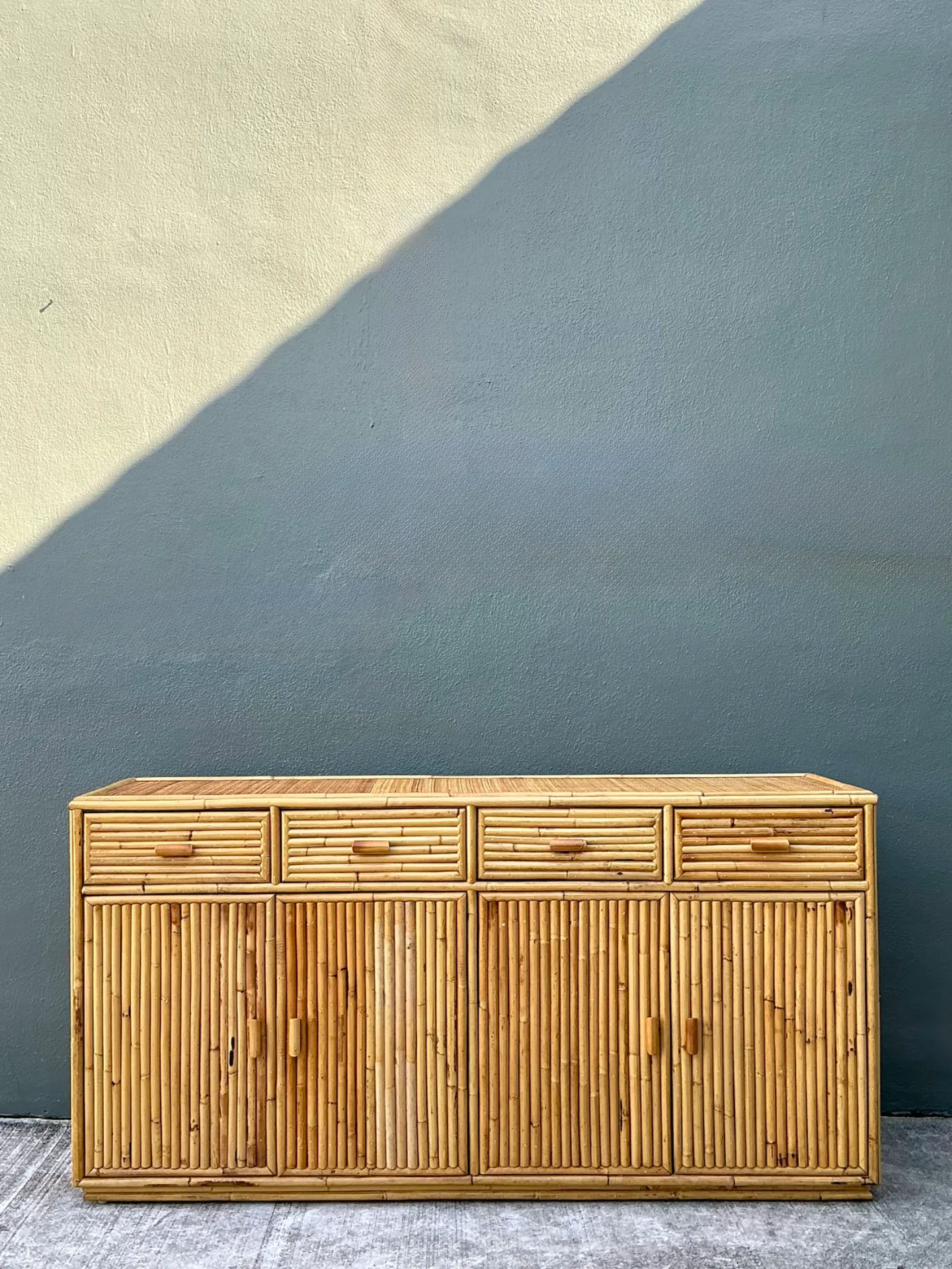 Vintage Stacked Rattan Credenza — additional photo 1