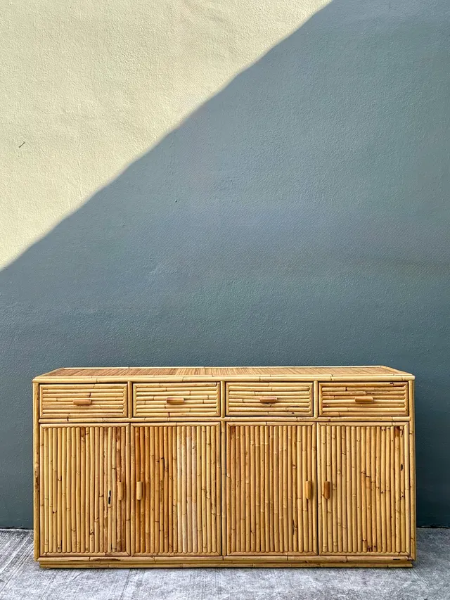 Vintage Stacked Rattan Credenza — additional photo 1